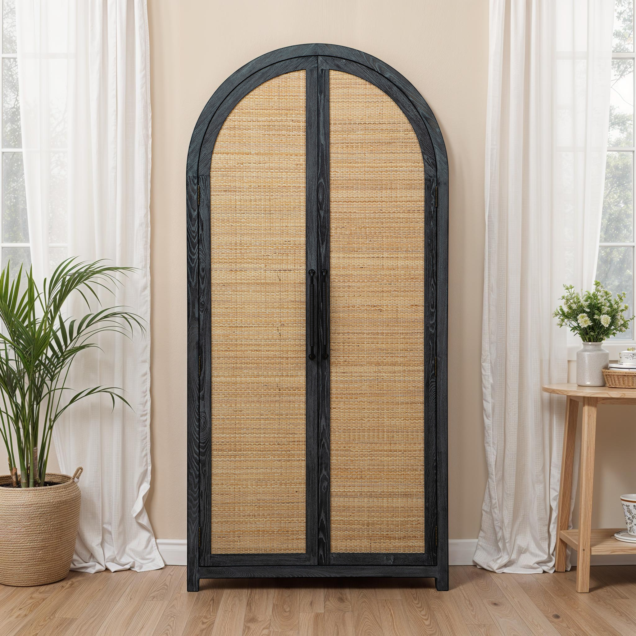 Columba Rattan Arched Cabinet