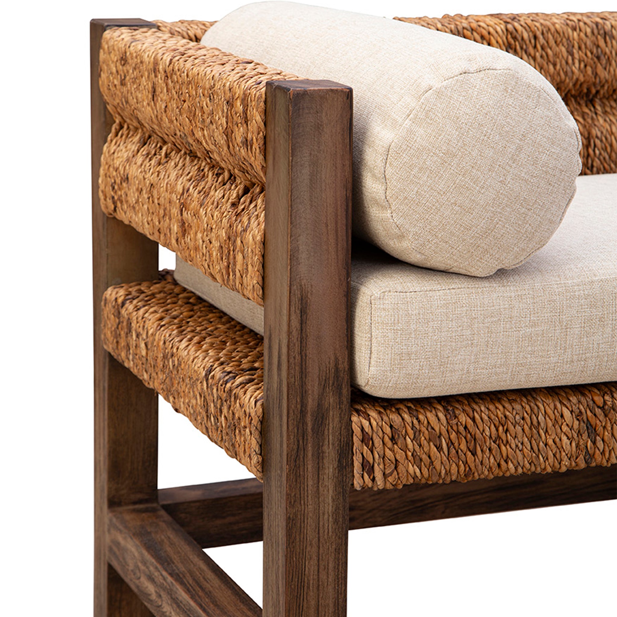 Cotswold Woven Seagrass Bench (with Back)