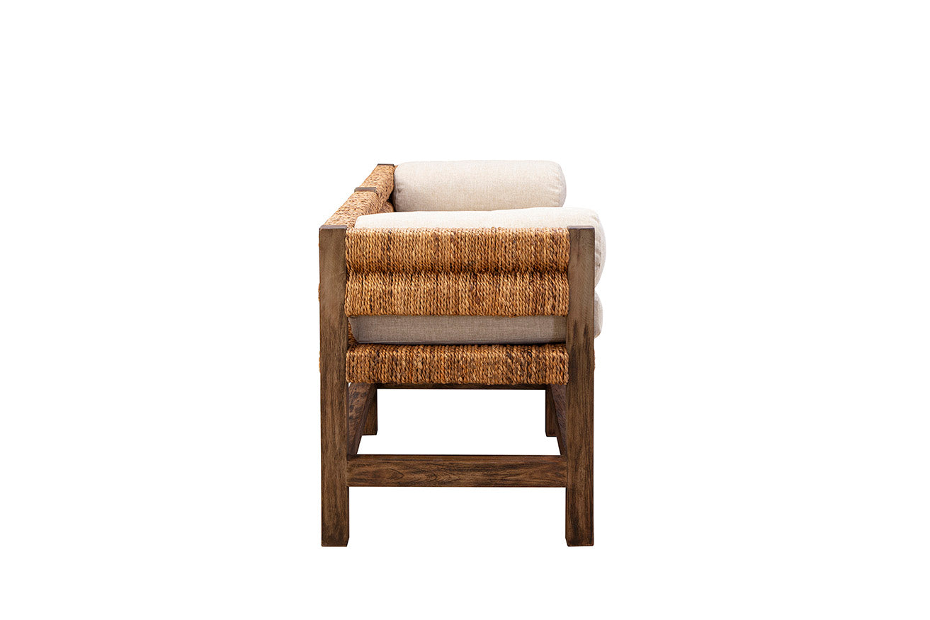 Cotswold Woven Seagrass Bench (with Back)