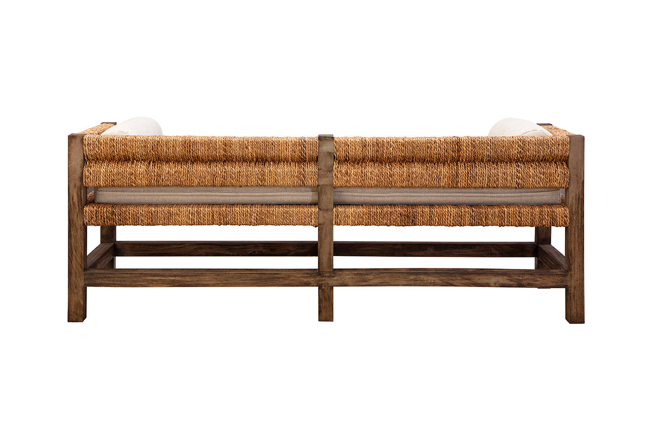 Cotswold Woven Seagrass Bench (with Back)
