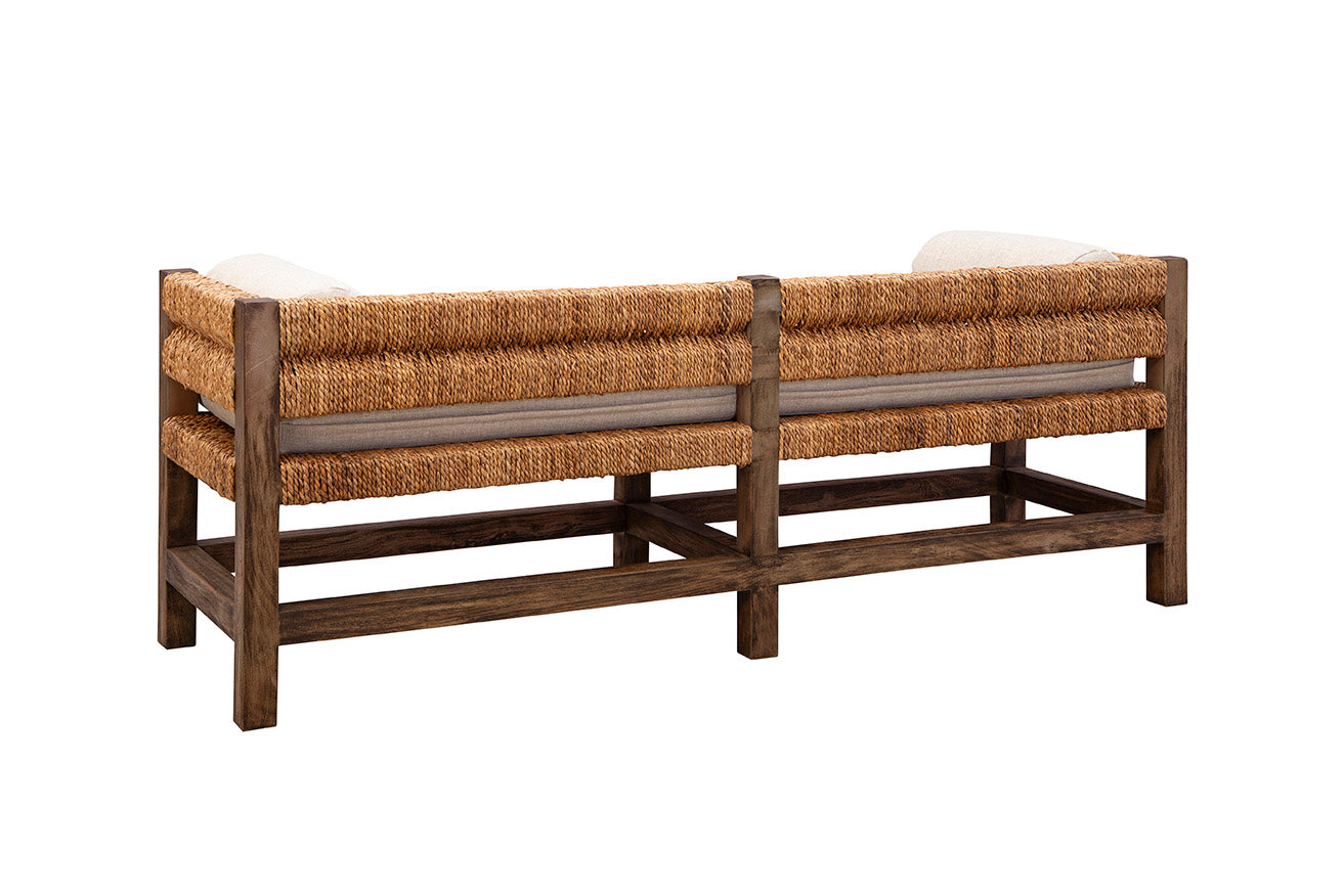 Cotswold Woven Seagrass Bench (with Back)