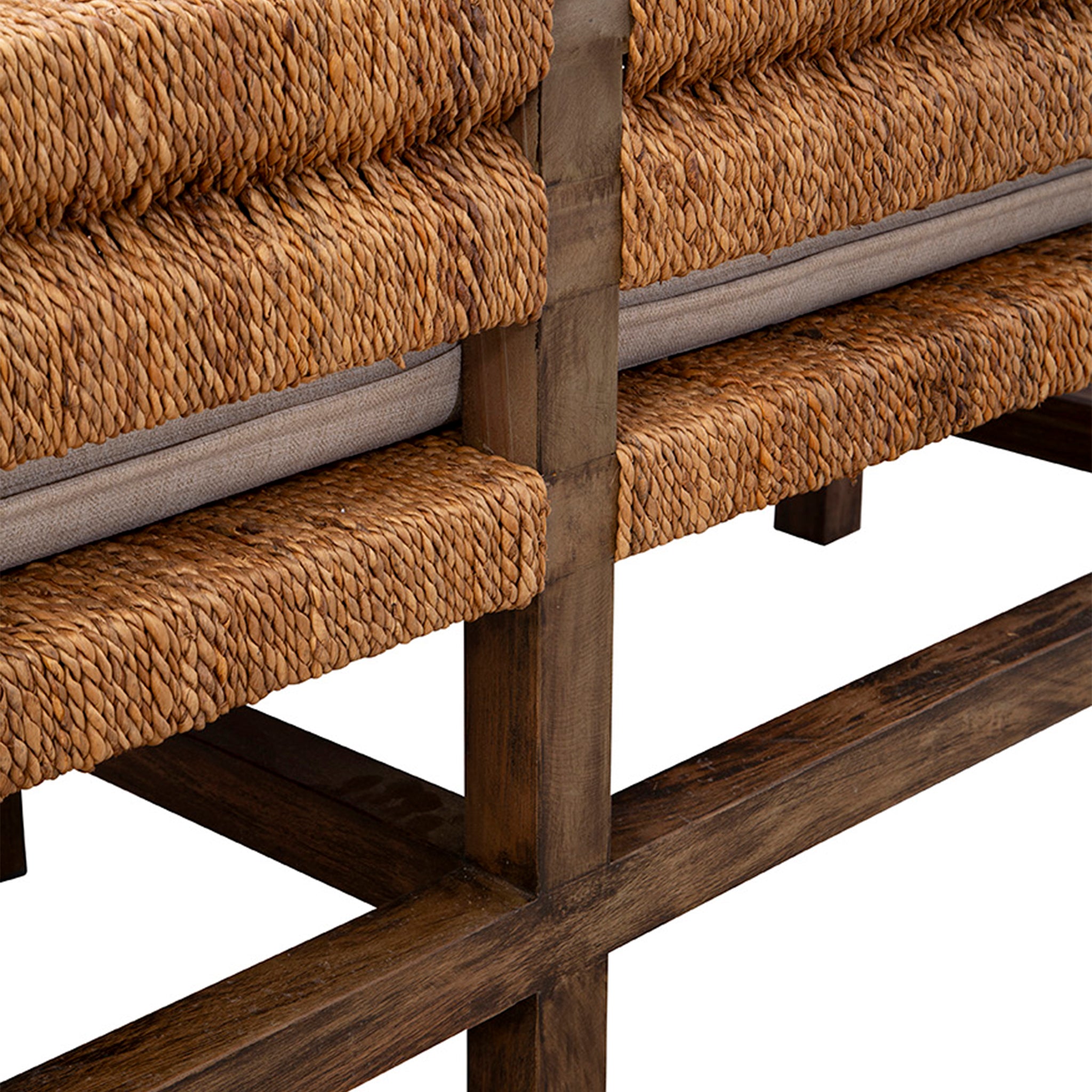 Cotswold Woven Seagrass Bench (with Back)