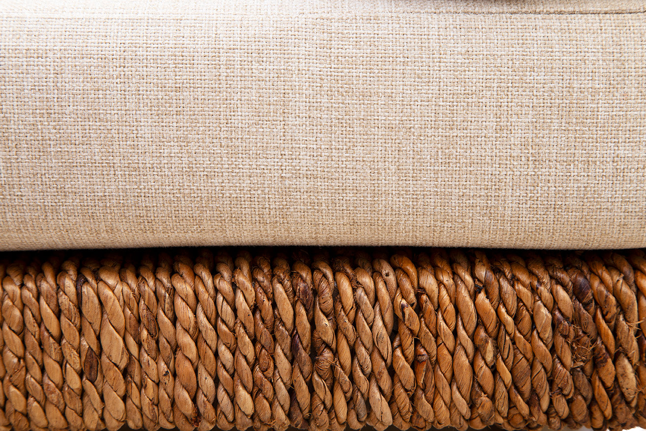 Cotswold Woven Seagrass Bench (with Back)