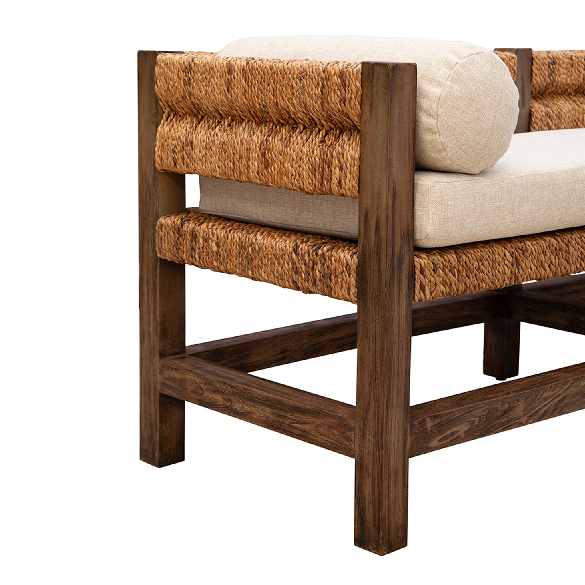 Cotswold Woven Seagrass Bench (with Back)