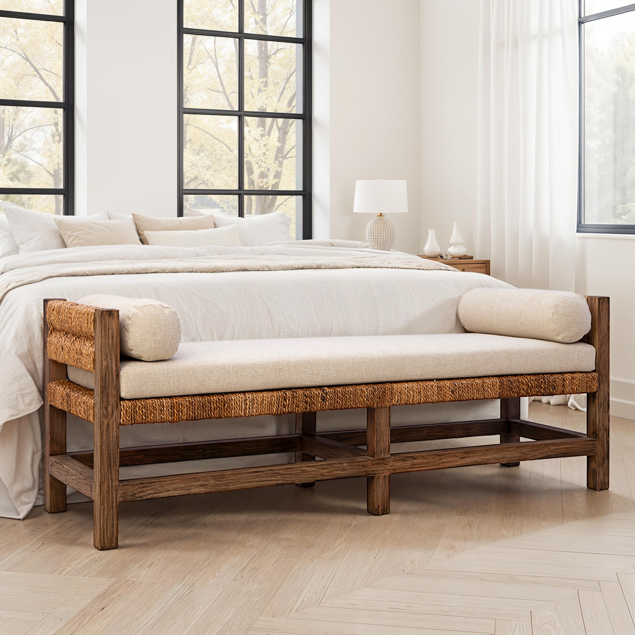 Cotswold Woven Seagrass Bench (Backless)