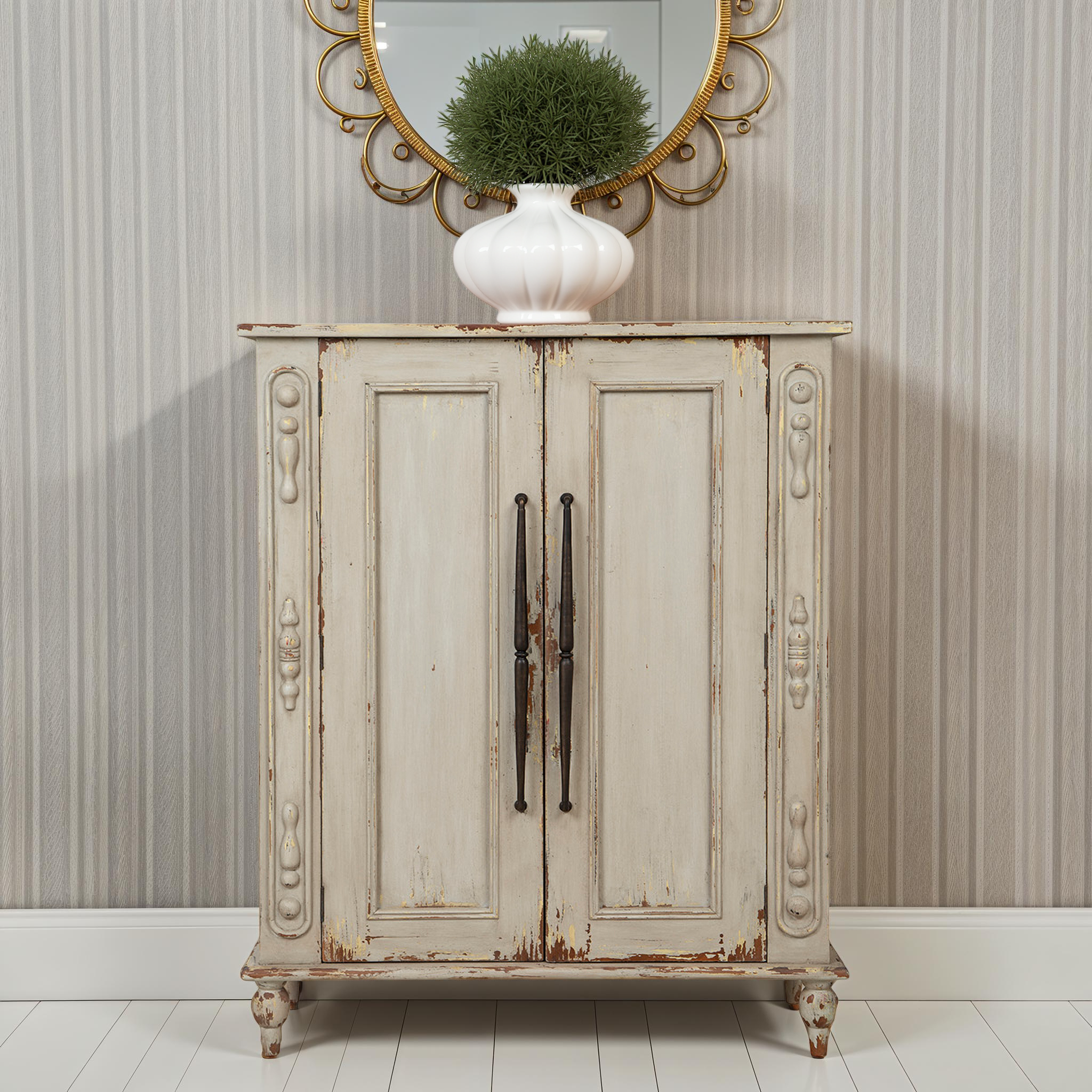 Rhys Distressed Wood Cabinet