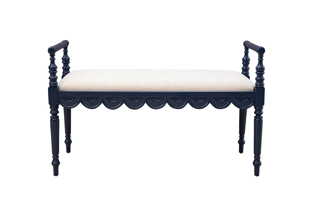 Maris Scalloped Carved Bench