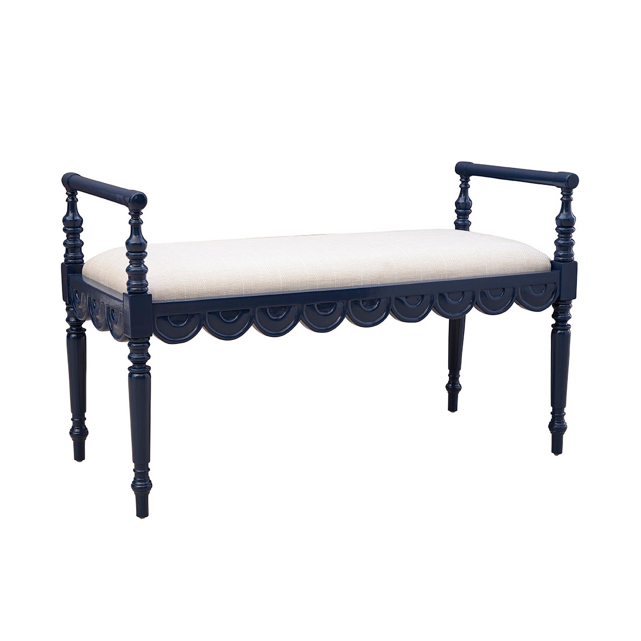 Maris Scalloped Carved Bench