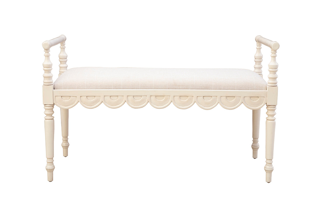 Maris Scalloped Carved Bench