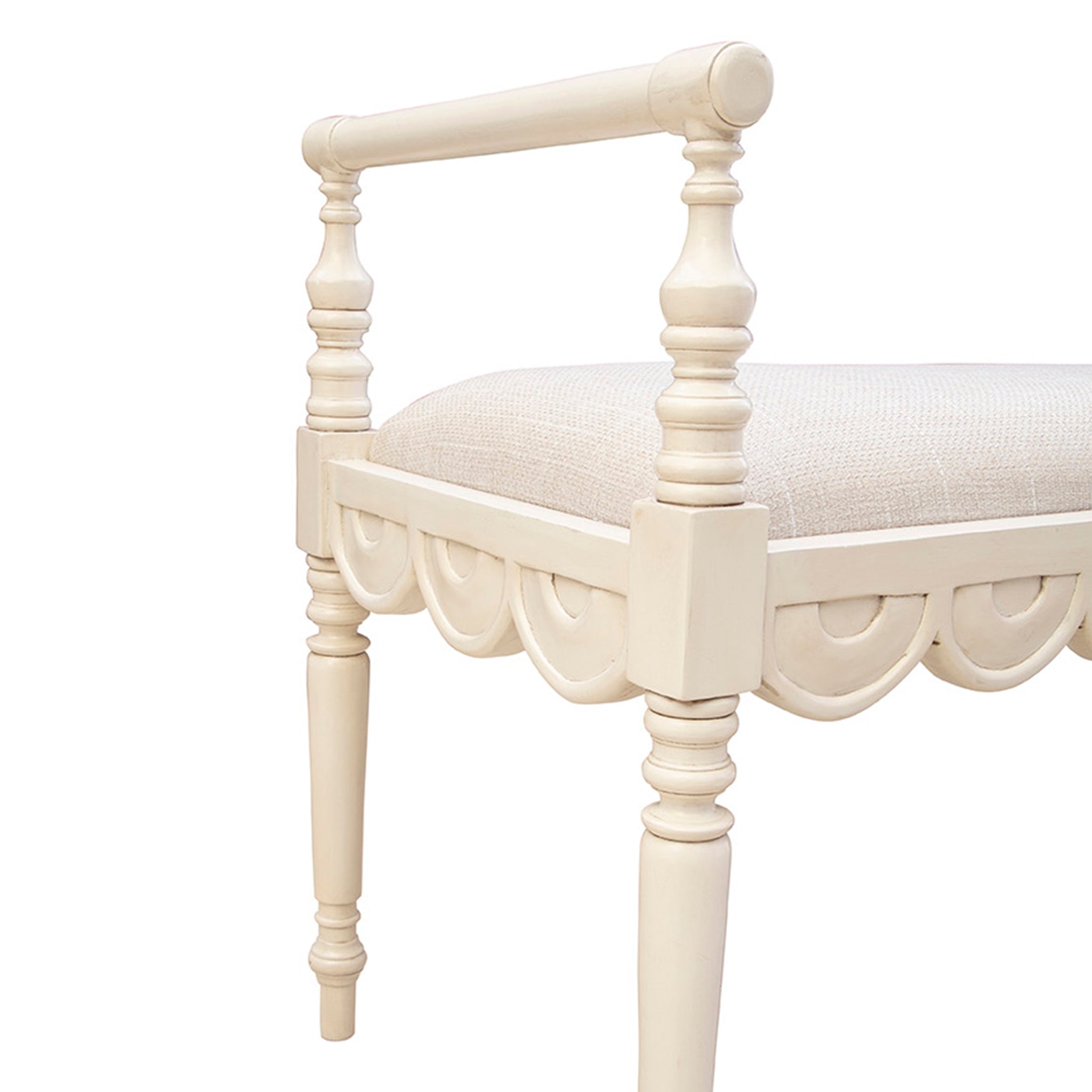 Maris Scalloped Carved Bench