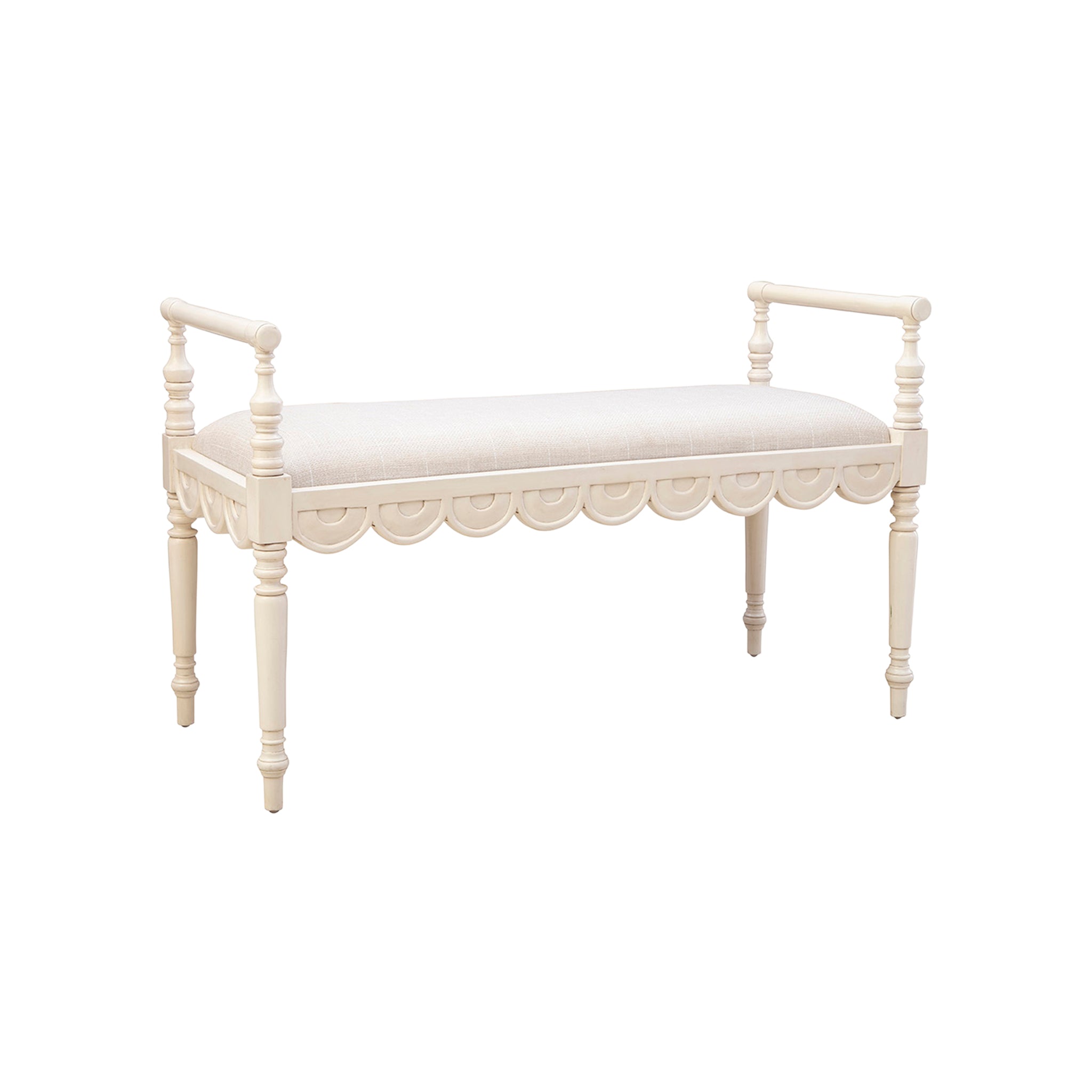 Maris Scalloped Carved Bench
