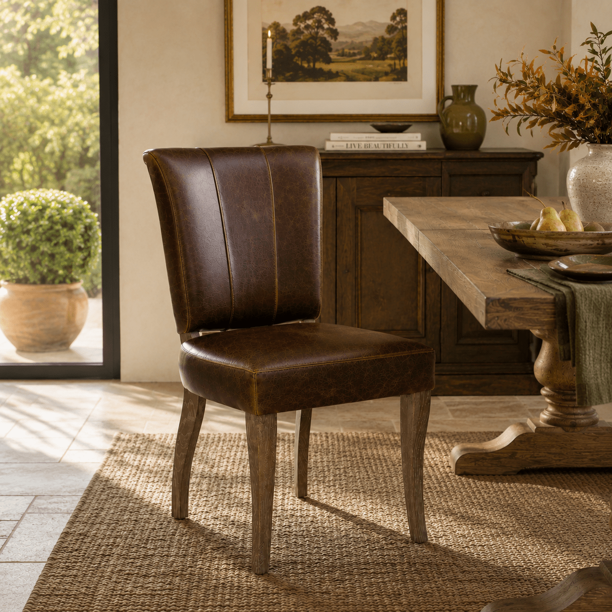 Diego Leather Dining Chair - Wisteria