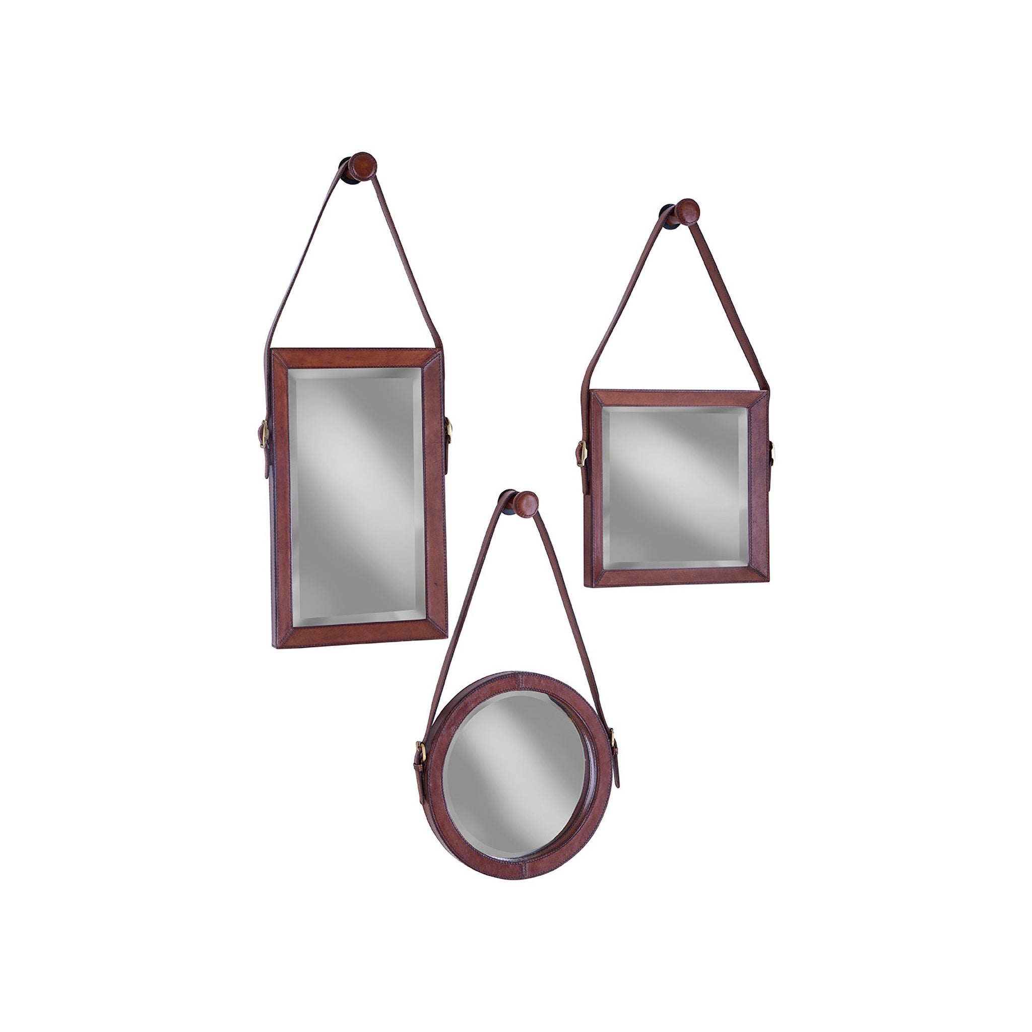 Valdora Leather Hanging Mirror Set