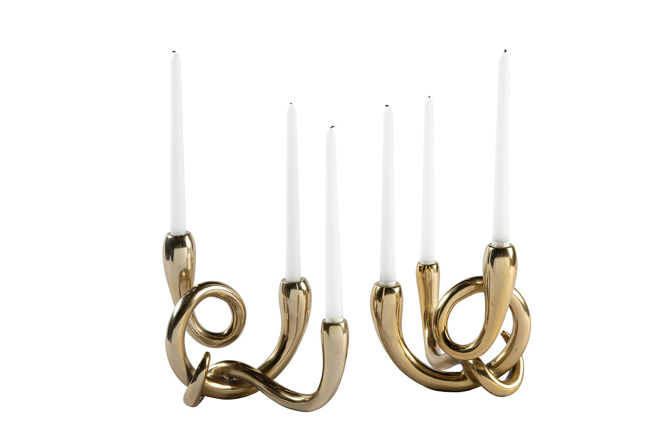 Ardiano Brass Knot Candelabra, Set of 2