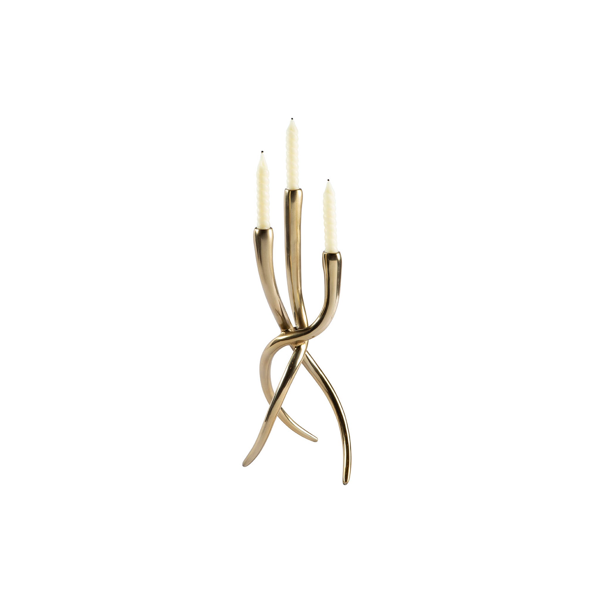 Ventano Brass Sculptural Candelabra, Set of 2