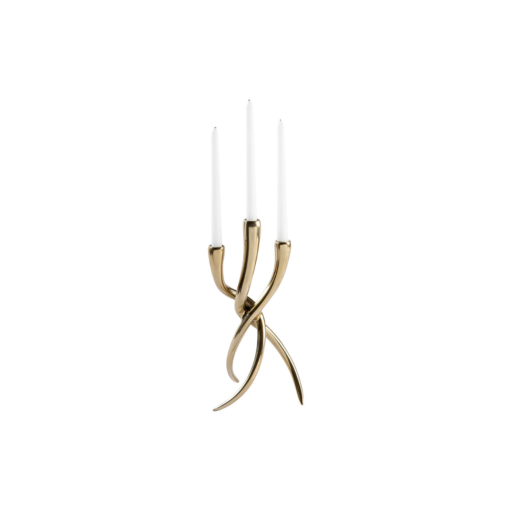 Ventano Brass Sculptural Candelabra, Set of 2