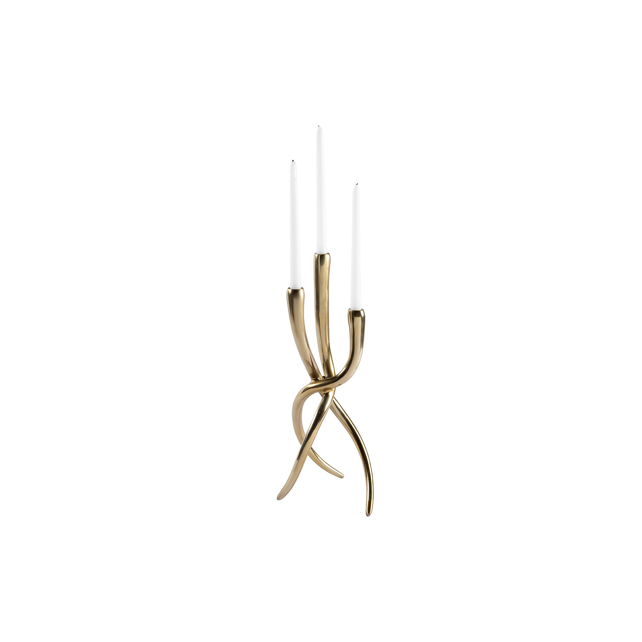 Ventano Brass Sculptural Candelabra, Set of 2