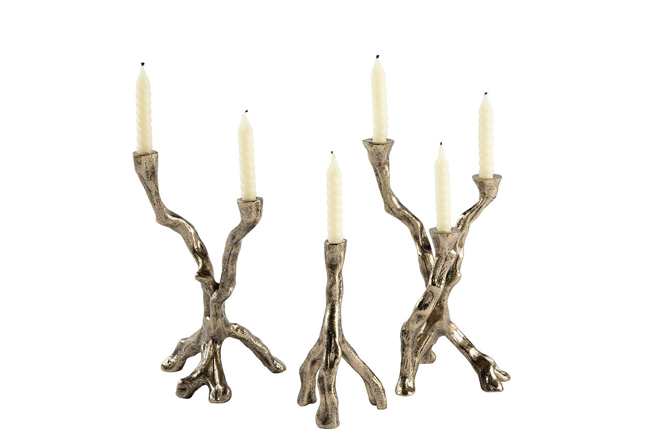 Ferentino Branch Brass Candelabra, Set of 3