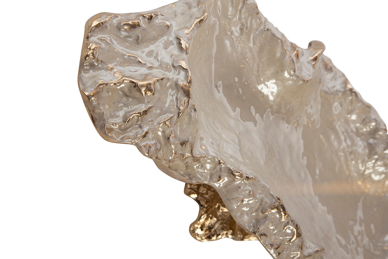 Nerida Textured Metal Pedestal Bowl