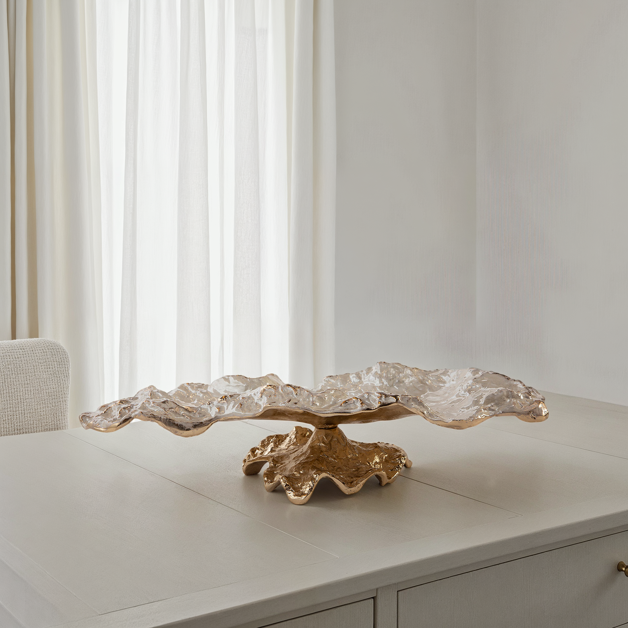 Nerida Textured Metal Pedestal Bowl