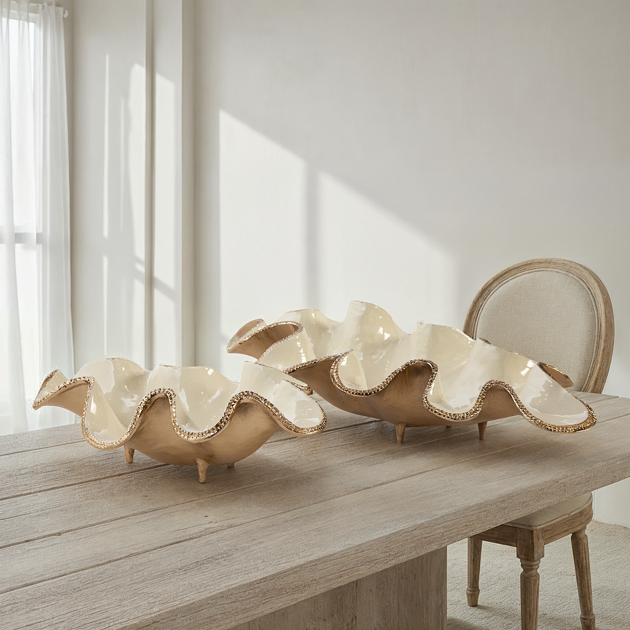 Elaria Sculpted Metal Wave Bowls