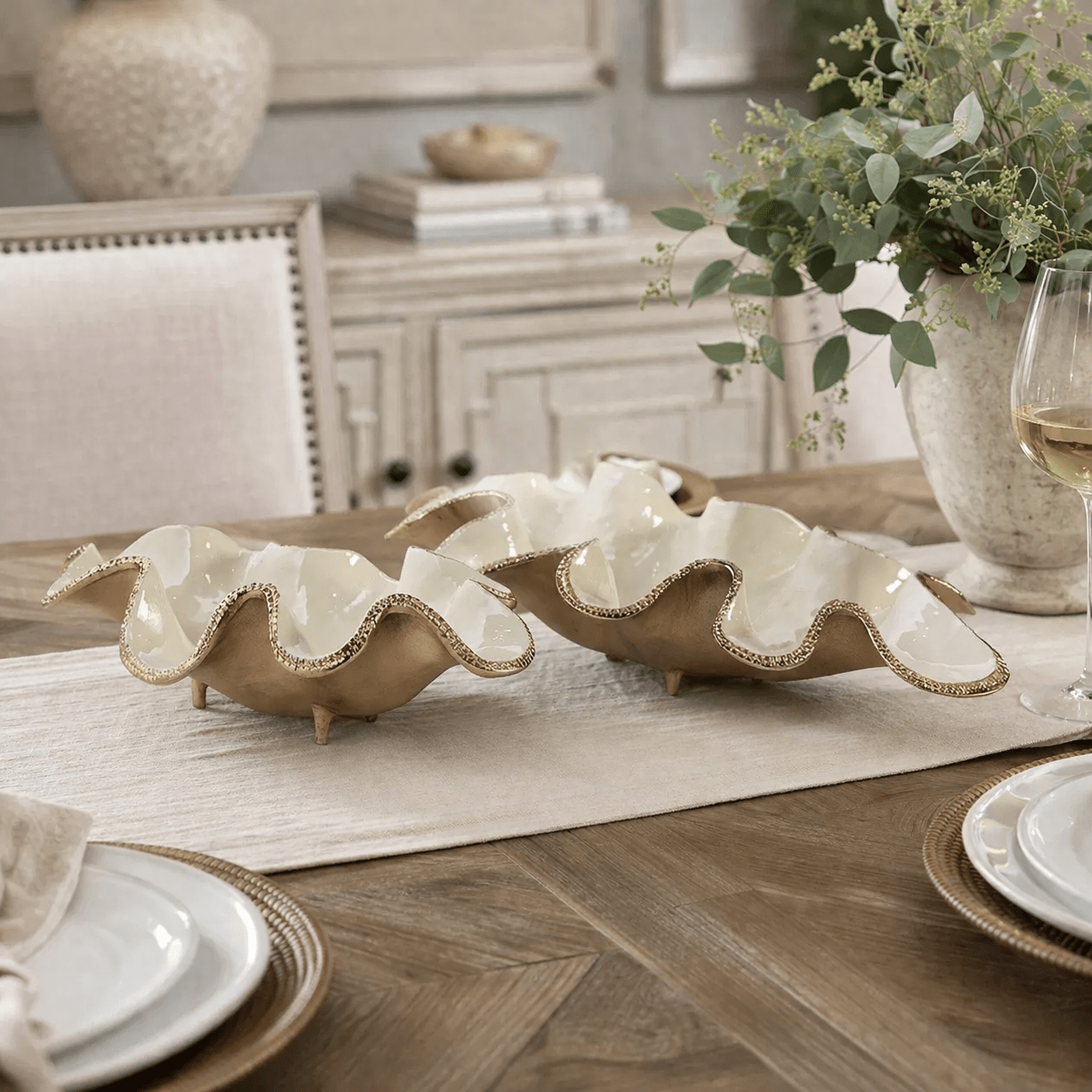 Elaria Sculpted Metal Wave Bowls - Wisteria