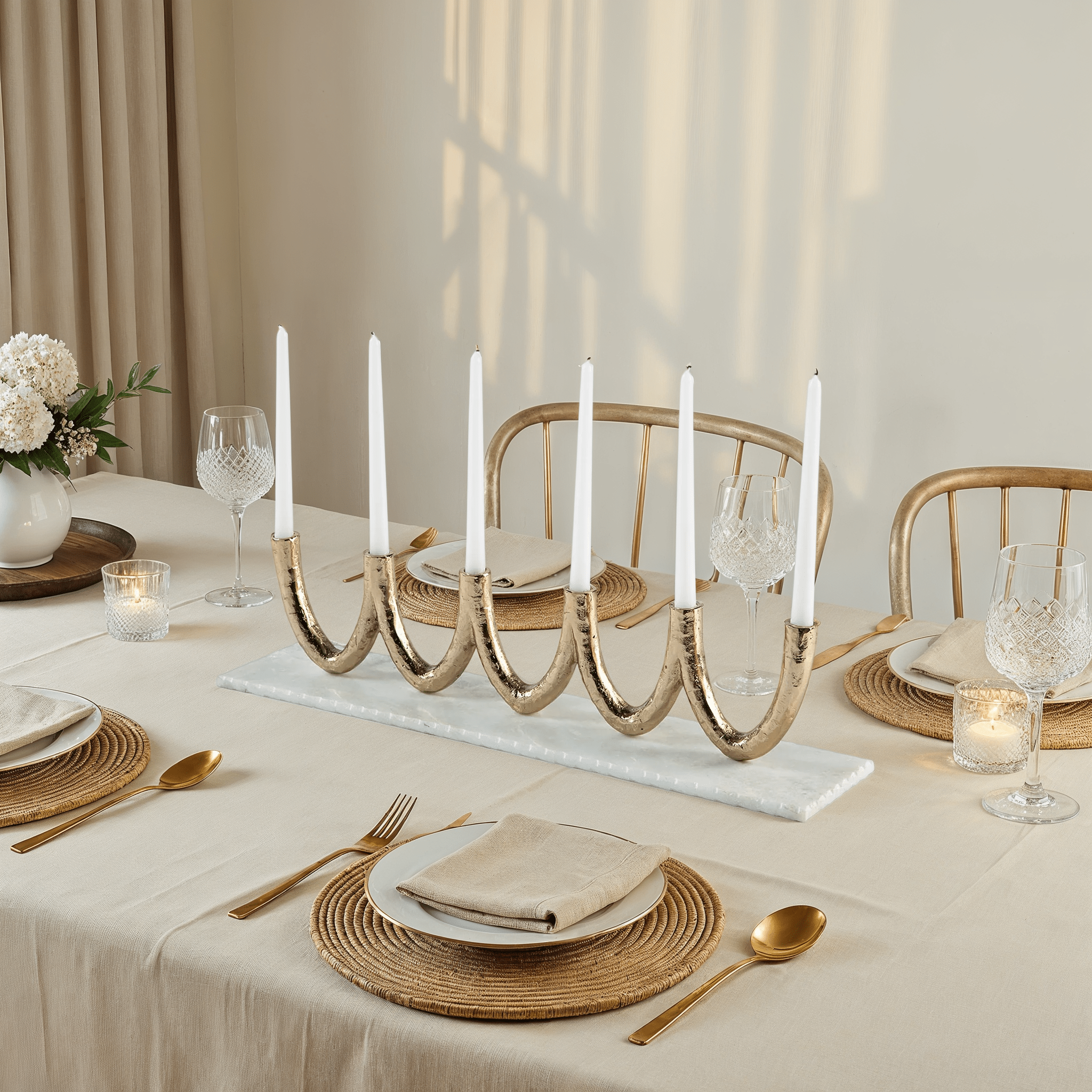 Veyra Brass Marble Candelabra - Wisteria