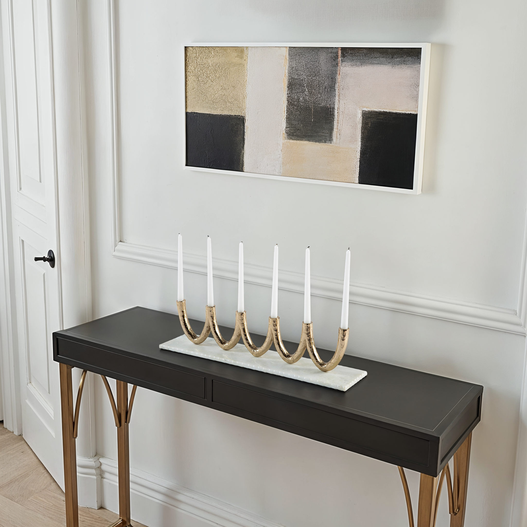 Veyra Brass Marble Candelabra