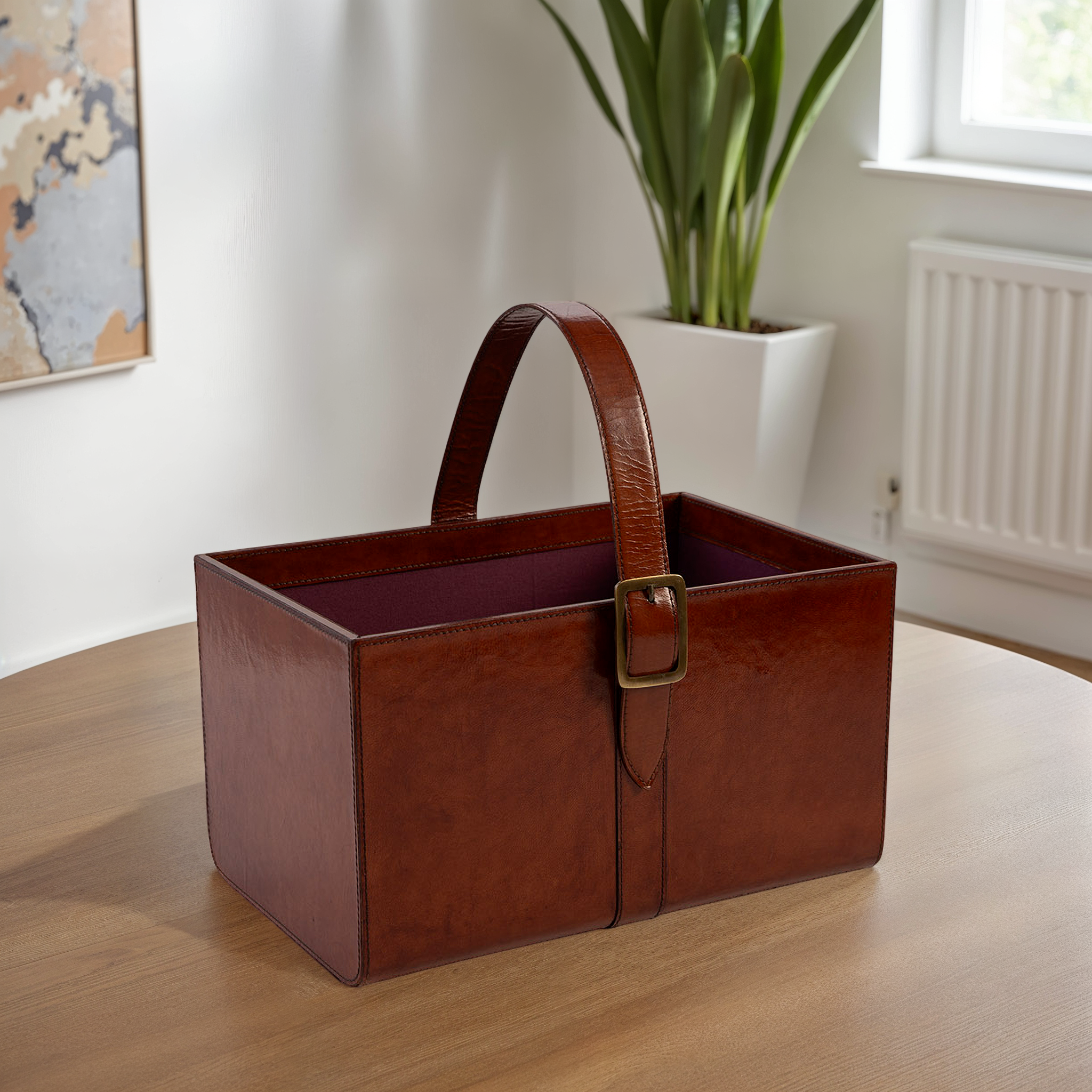 Valenza Leather Storage Basket