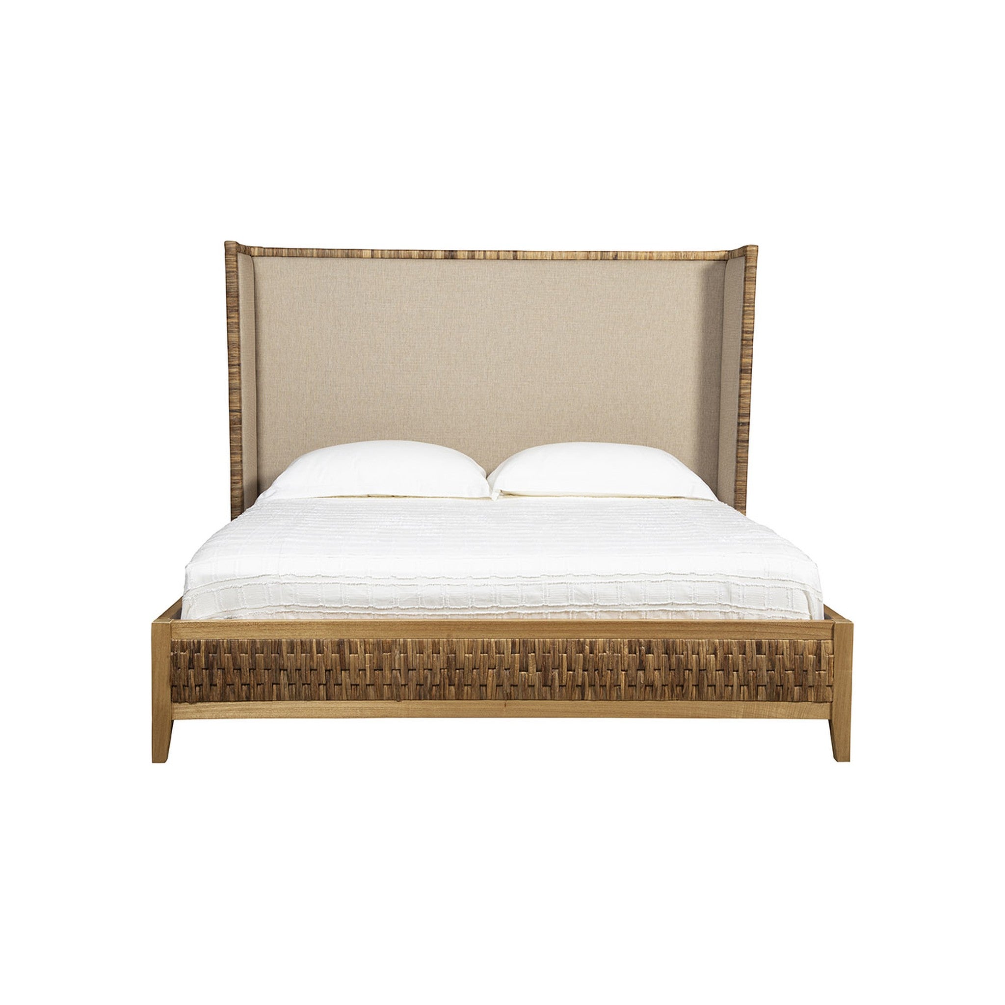 Flores Woven Banana Leaf and Upholstered King Bed - Wisteria