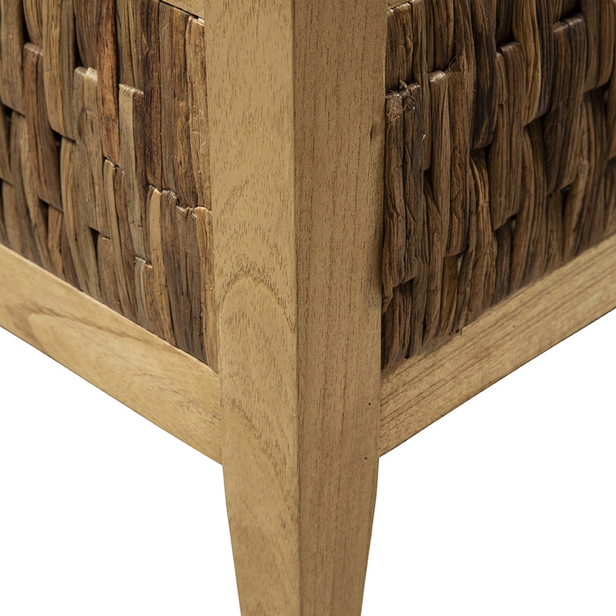Flores Woven Banana Leaf and Upholstered King Bed - Wisteria