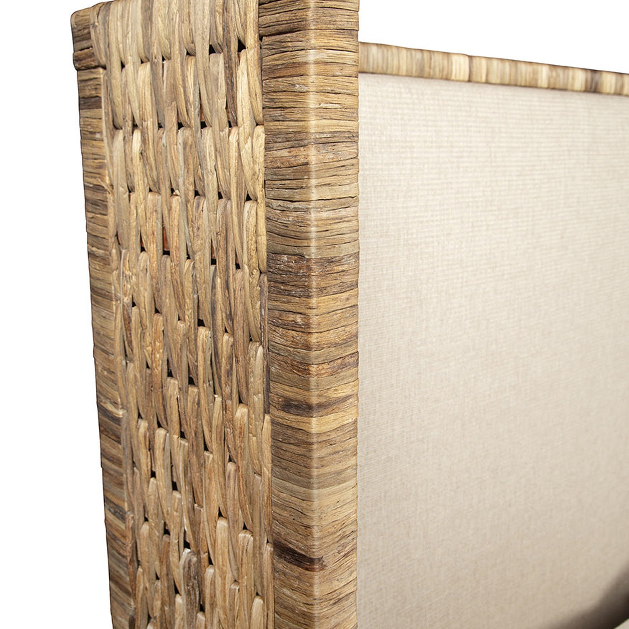 Flores Woven Banana Leaf and Upholstered King Bed - Wisteria