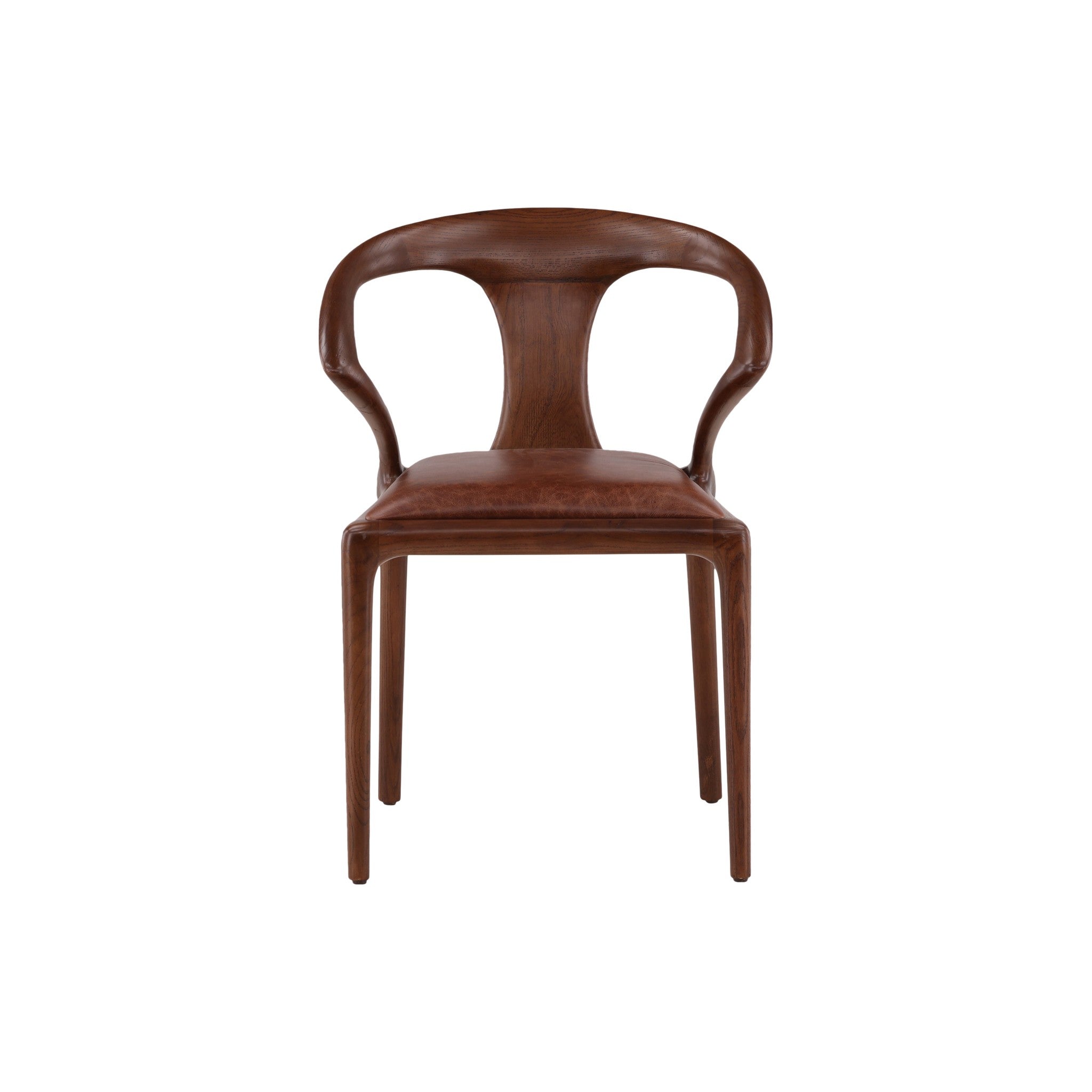Odense Solid Ash Wood and Leather Dining Arm Chair - Wisteria