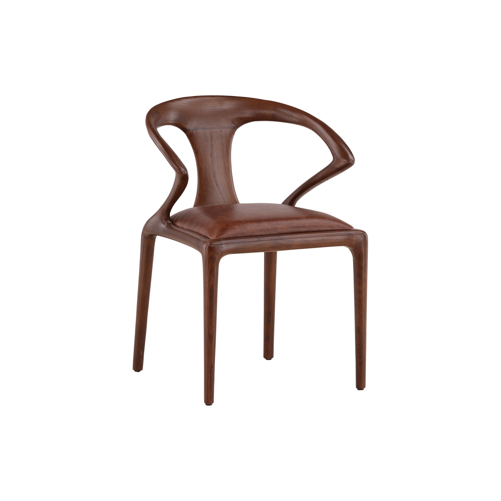 Odense Solid Ash Wood and Leather Dining Arm Chair - Wisteria