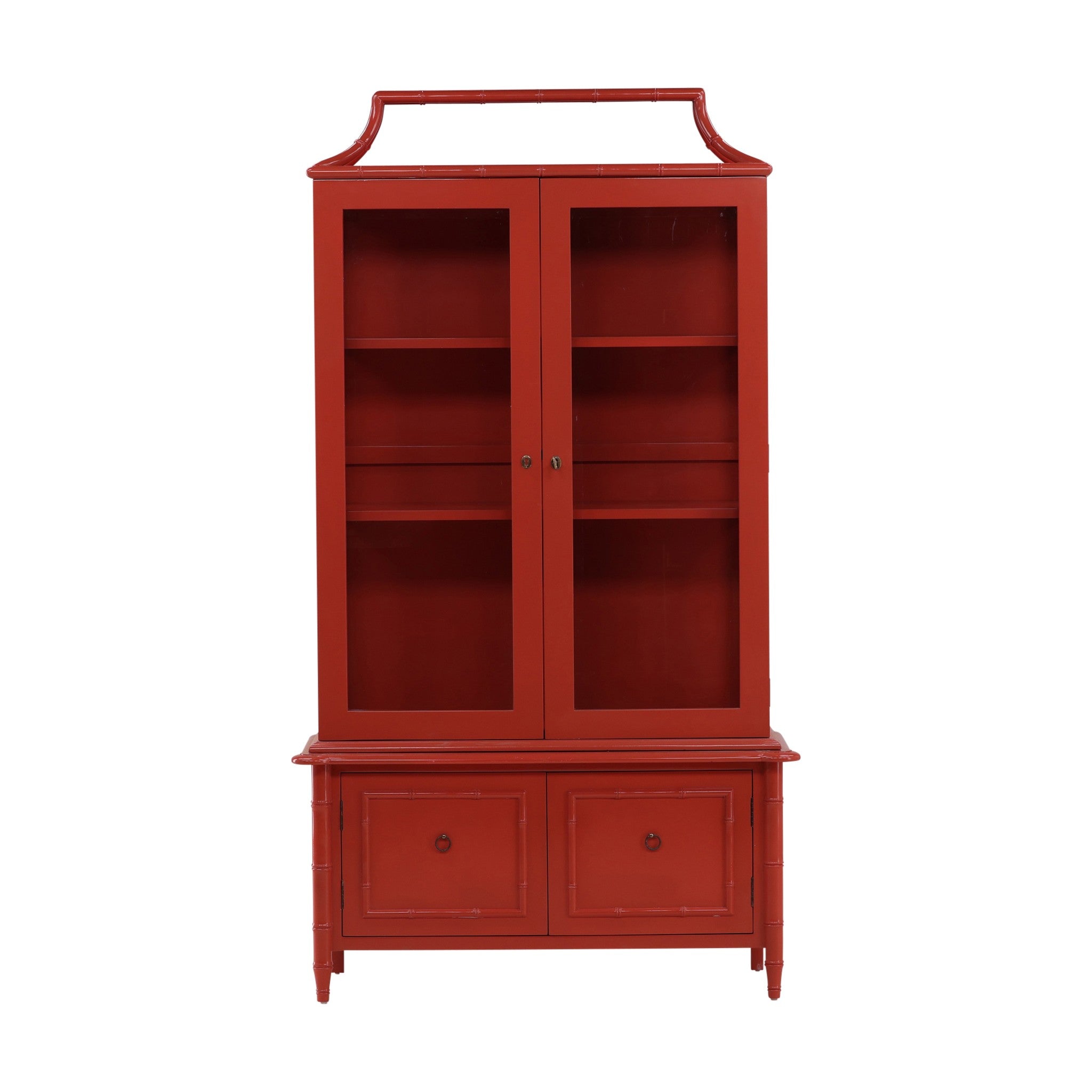 Simla Faux Bamboo Painted Wood Display Cabinet - Wisteria