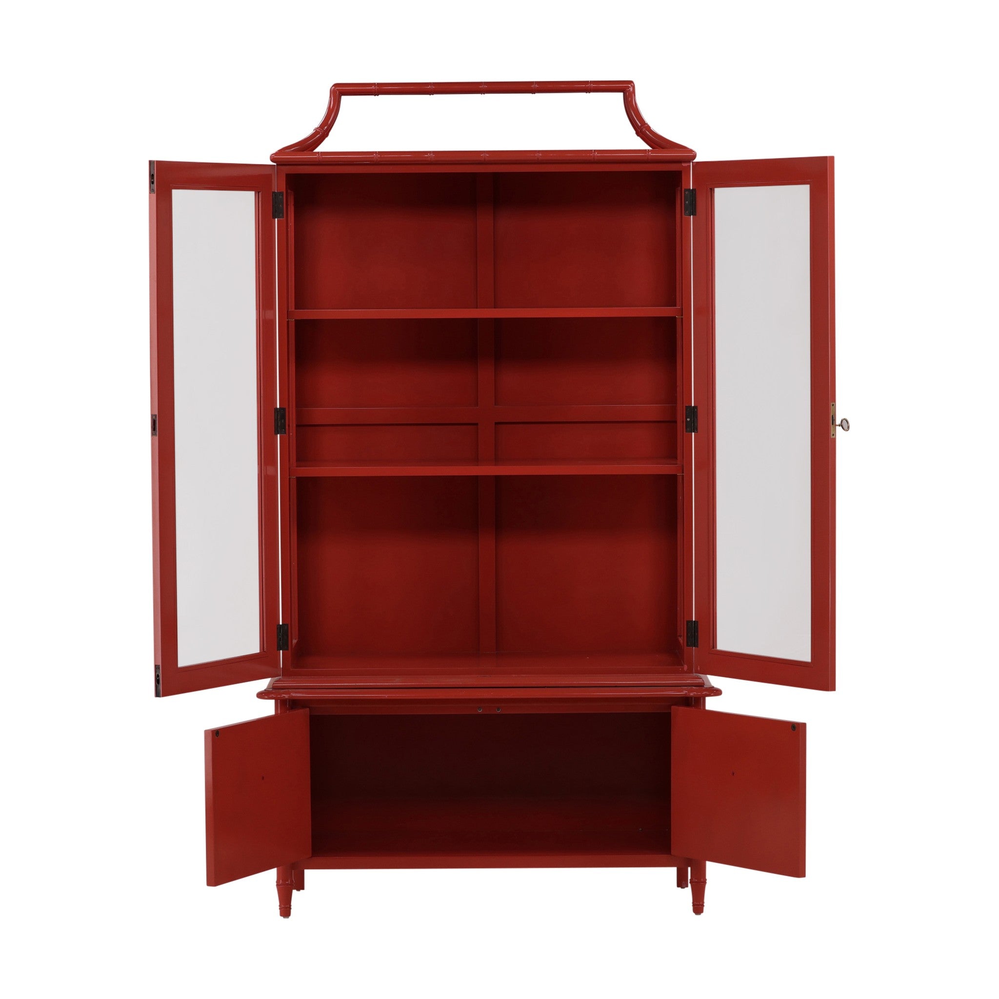 Simla Faux Bamboo Painted Wood Display Cabinet - Wisteria