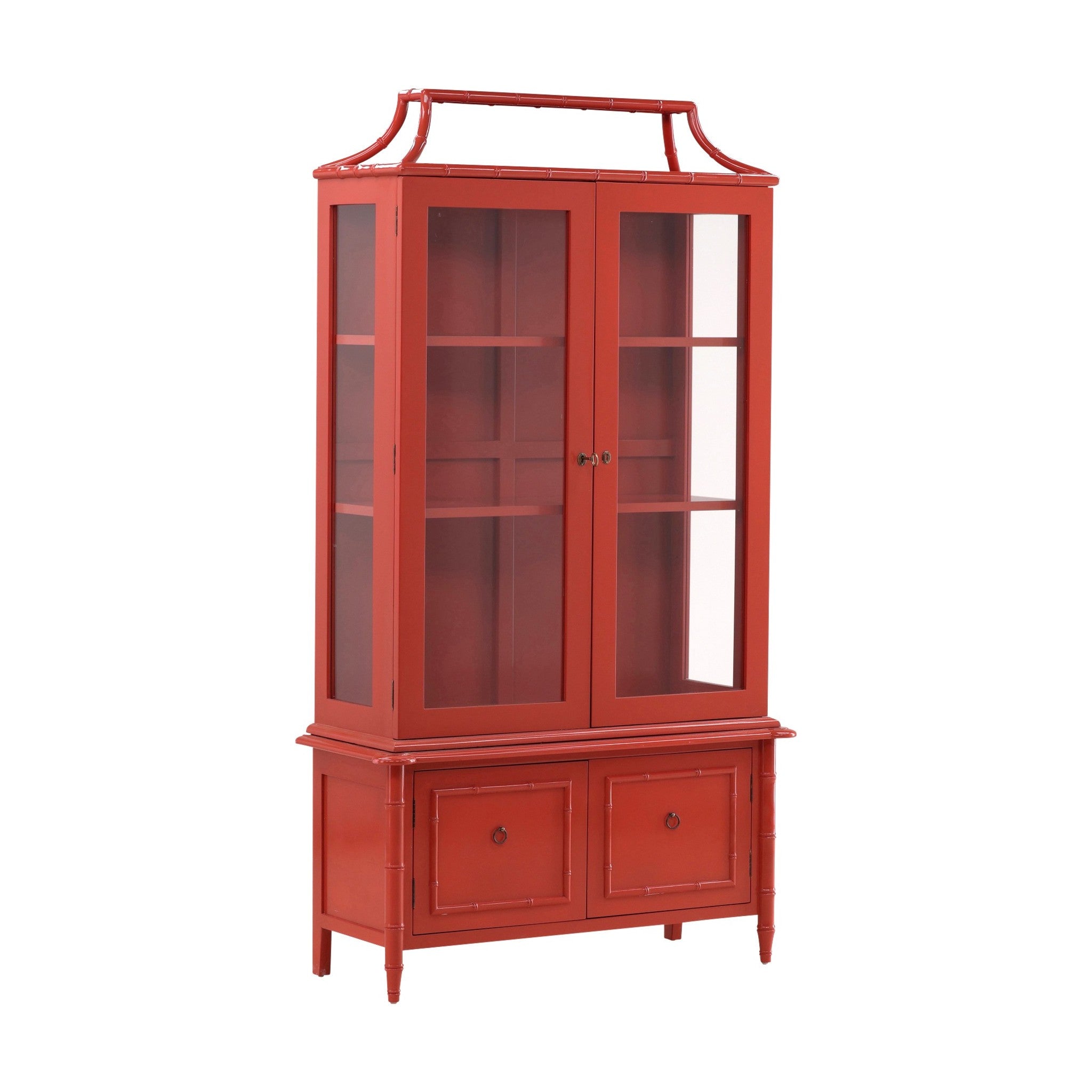 Simla Faux Bamboo Painted Wood Display Cabinet - Wisteria