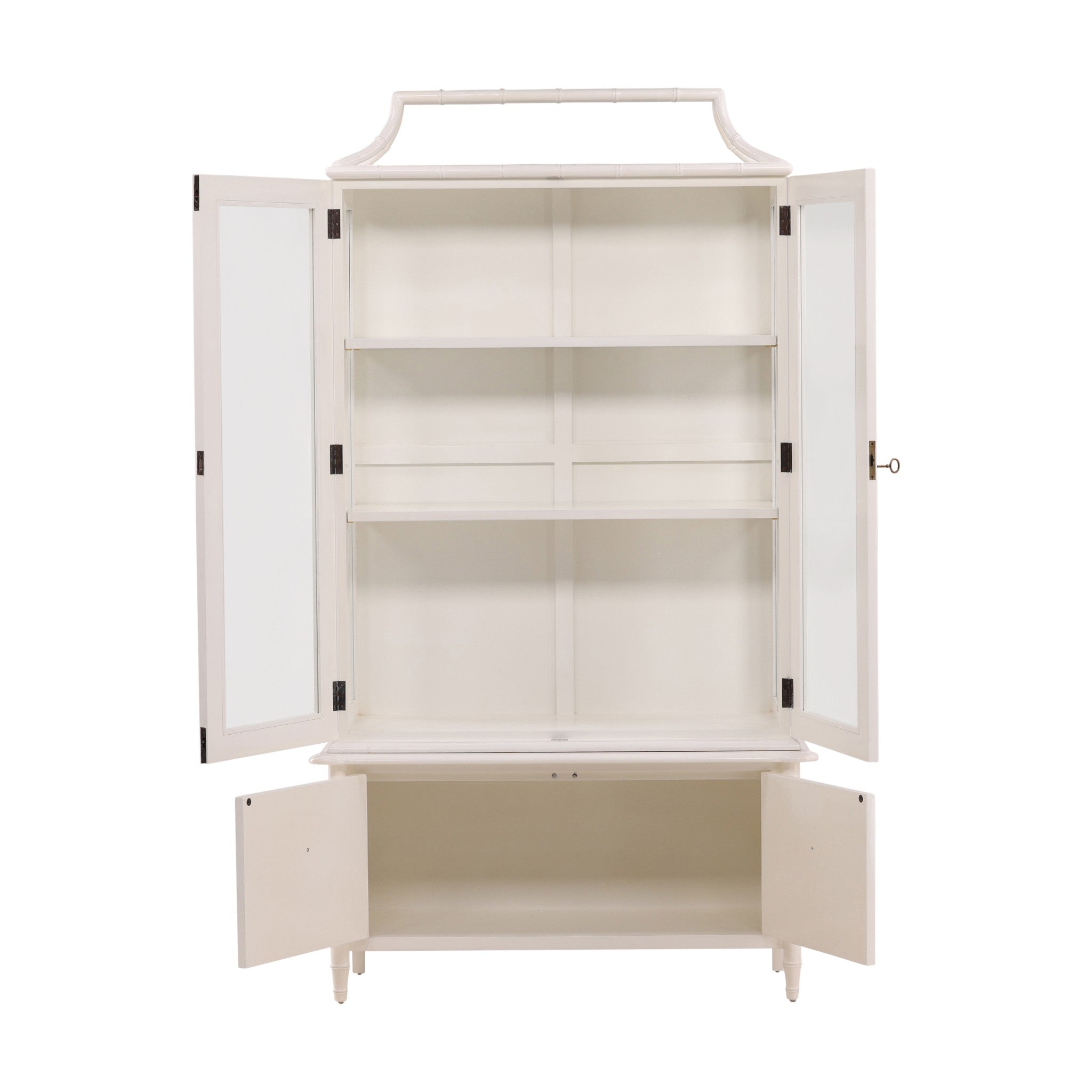 Simla Faux Bamboo Painted Wood Display Cabinet - Wisteria