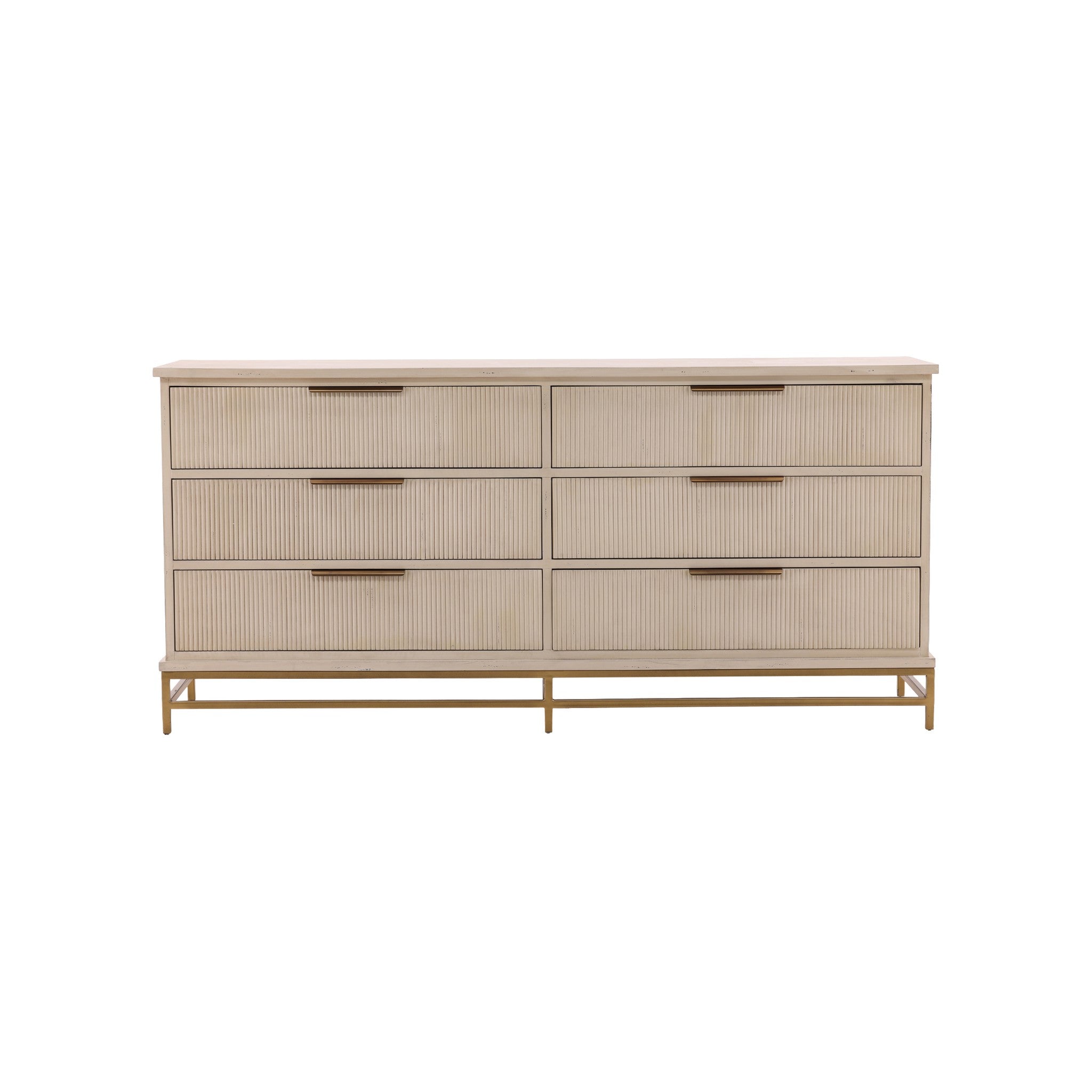 Stresa Fluted Wood Six Drawer Dresser - Wisteria