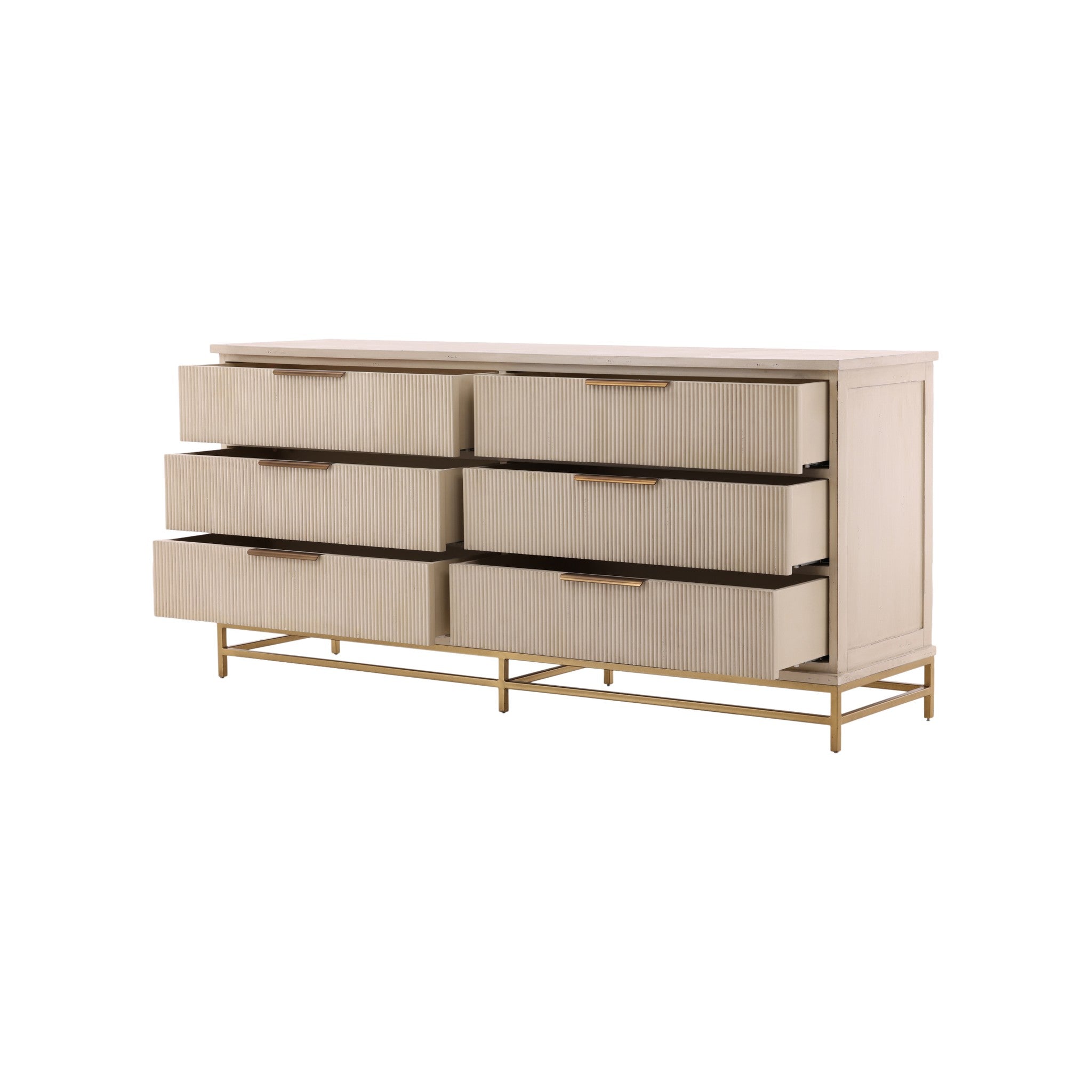 Stresa Fluted Wood Six Drawer Dresser - Wisteria