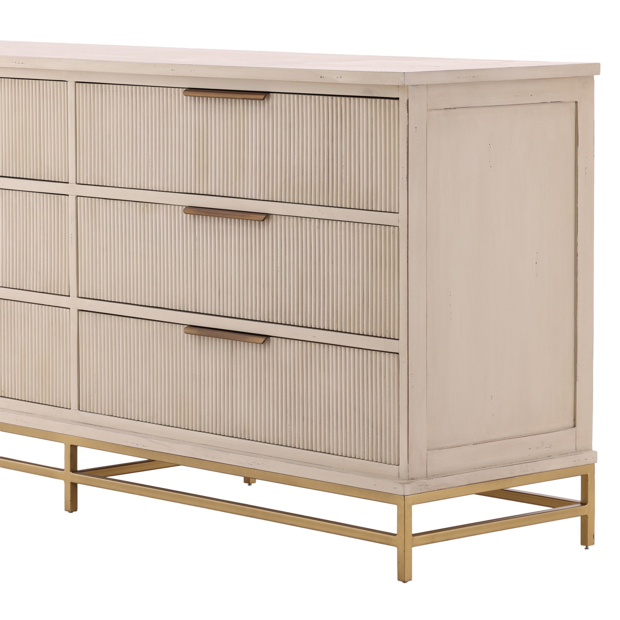 Stresa Fluted Wood Six Drawer Dresser - Wisteria