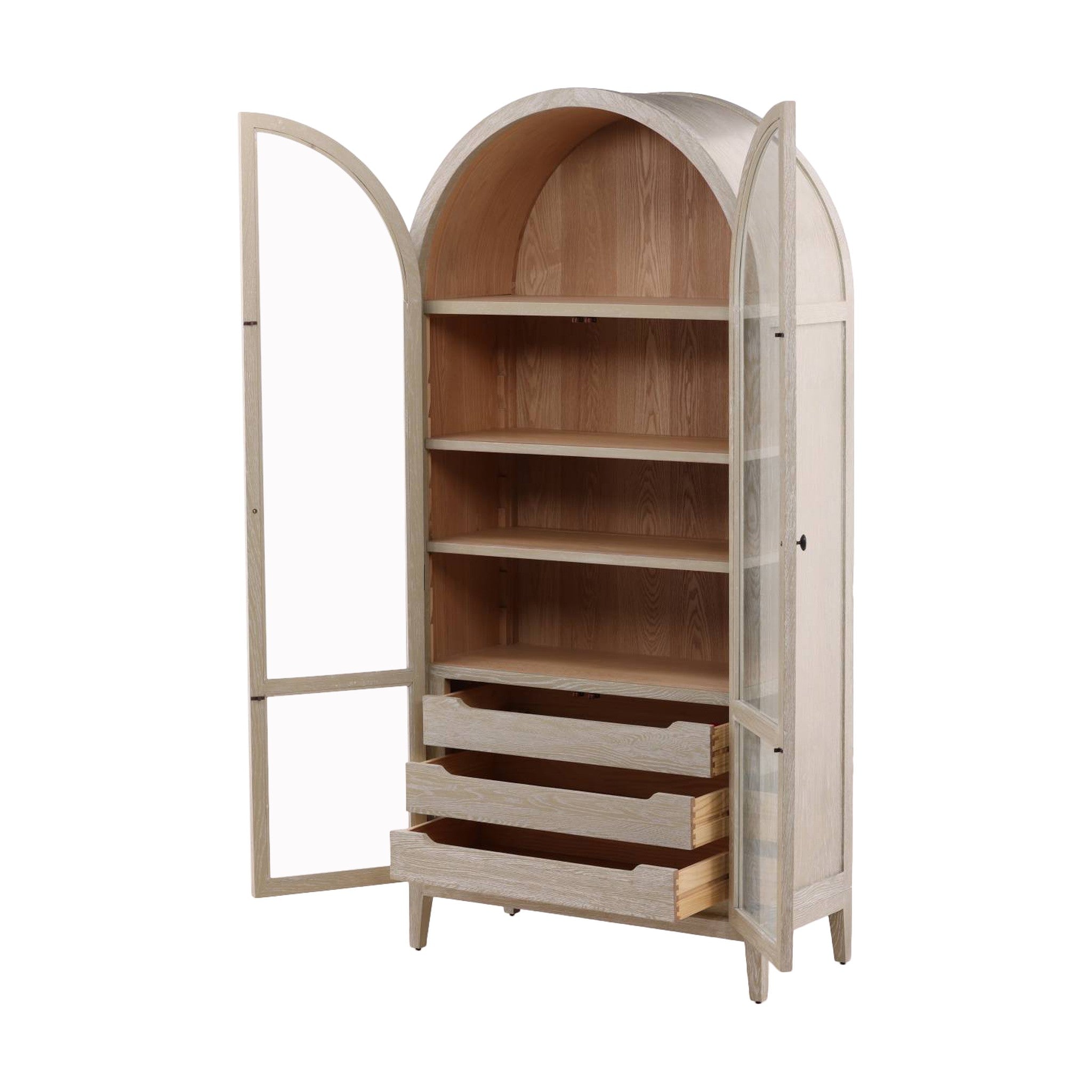 Leuven Oak and Glass Display Cabinet - Wisteria