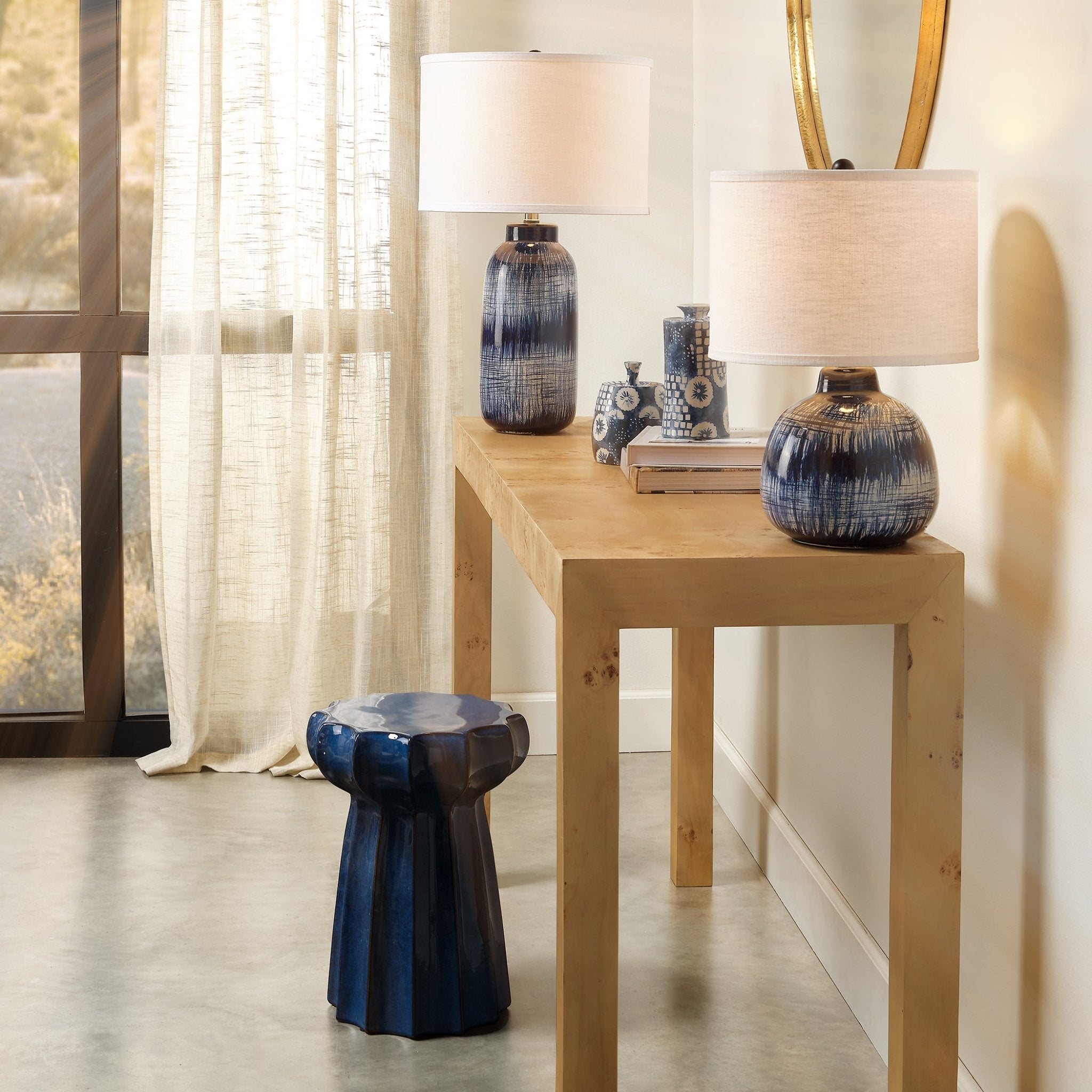 Arion Indigo Ceramic Lamp - Wisteria