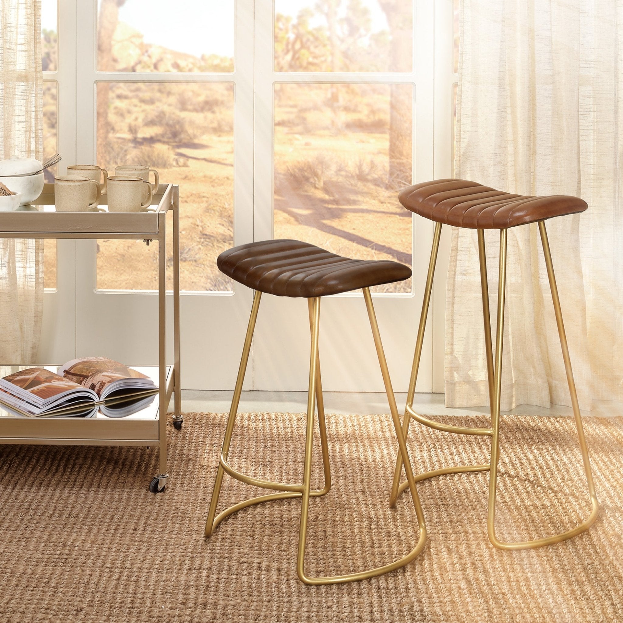 Madrik Leather Counter Stool - Wisteria