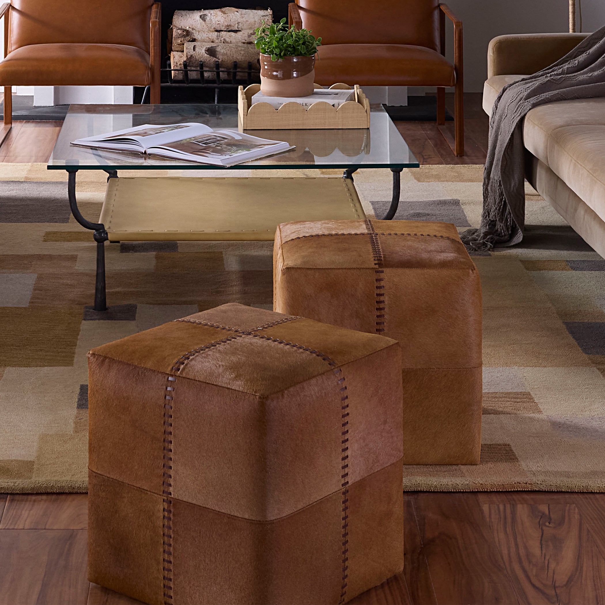 Sellier Hide Ottoman