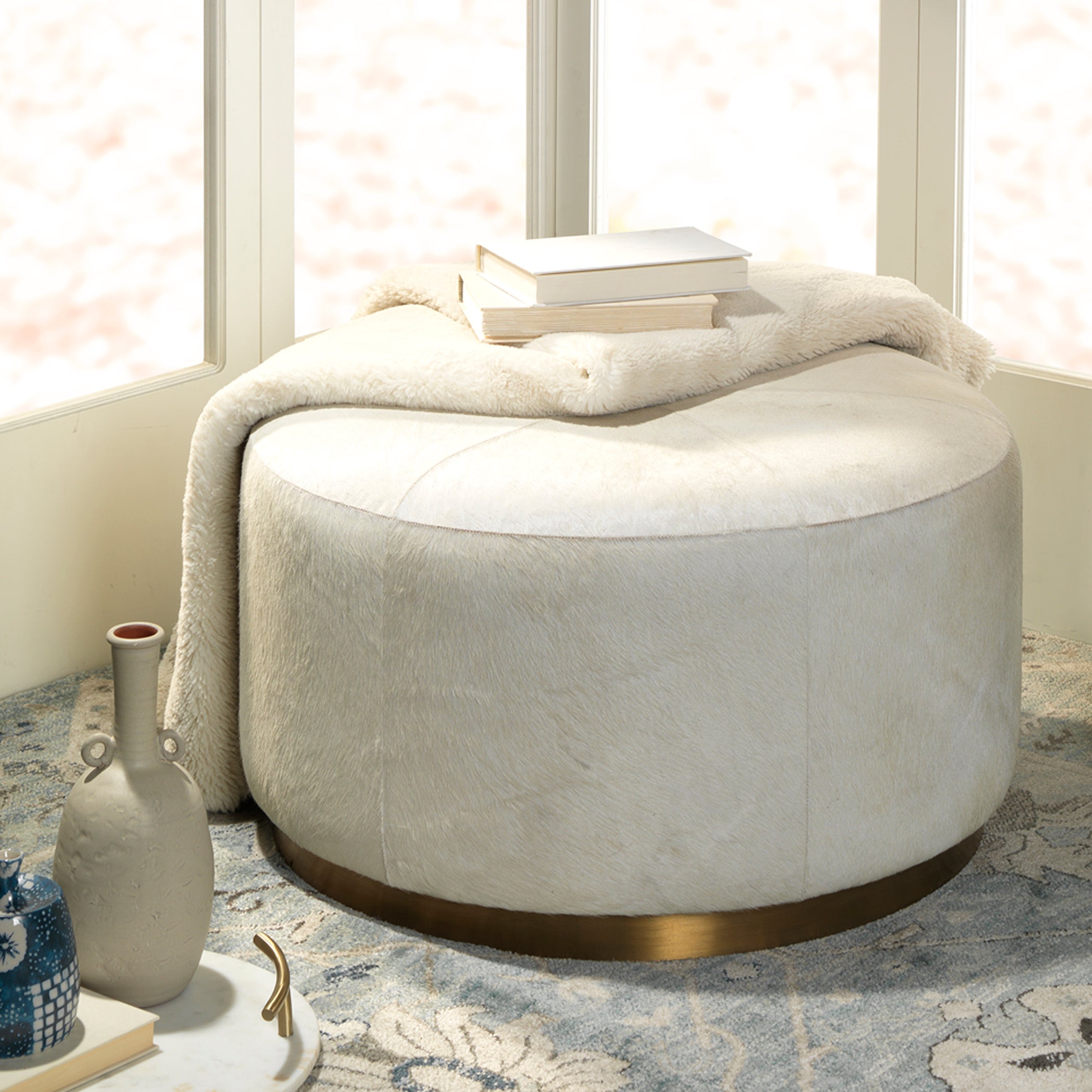 Halon Hide Ottoman - Wisteria