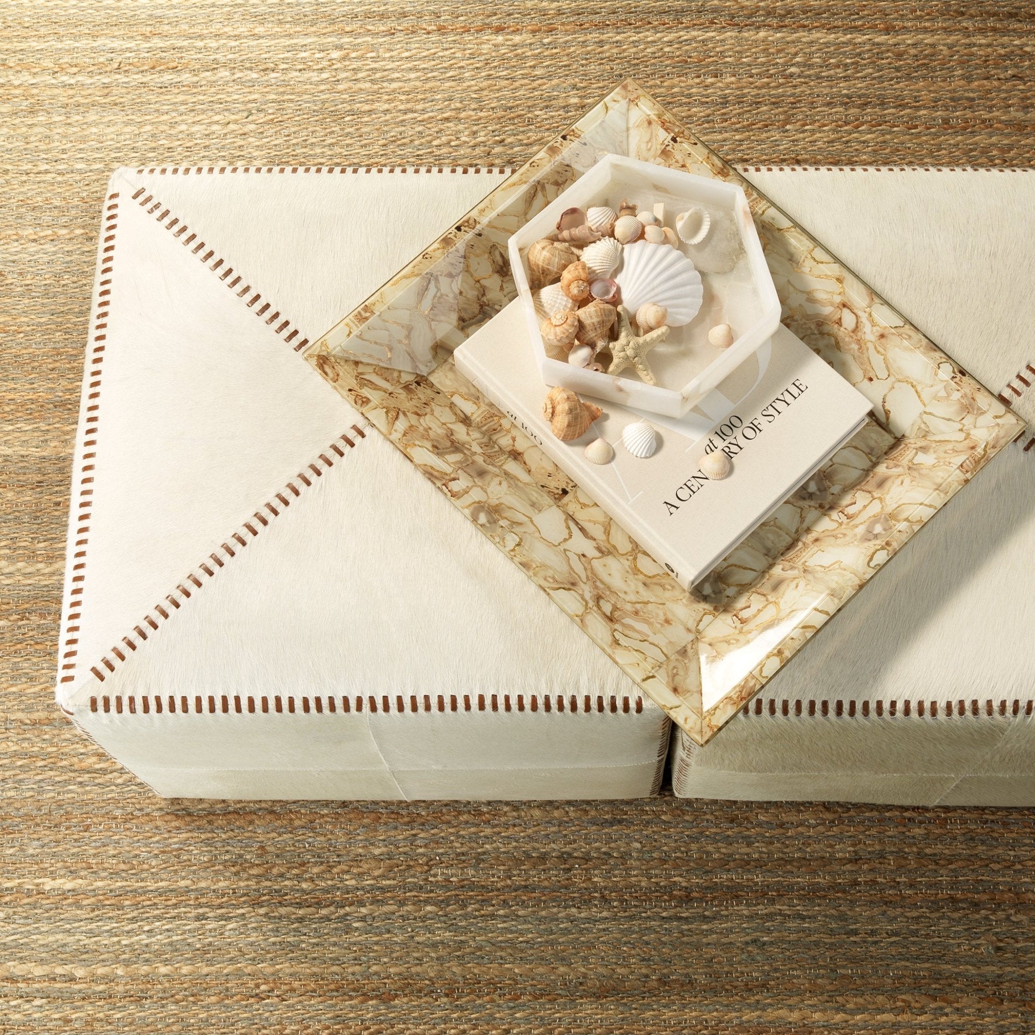 Briscoe Hide Ottoman - Wisteria