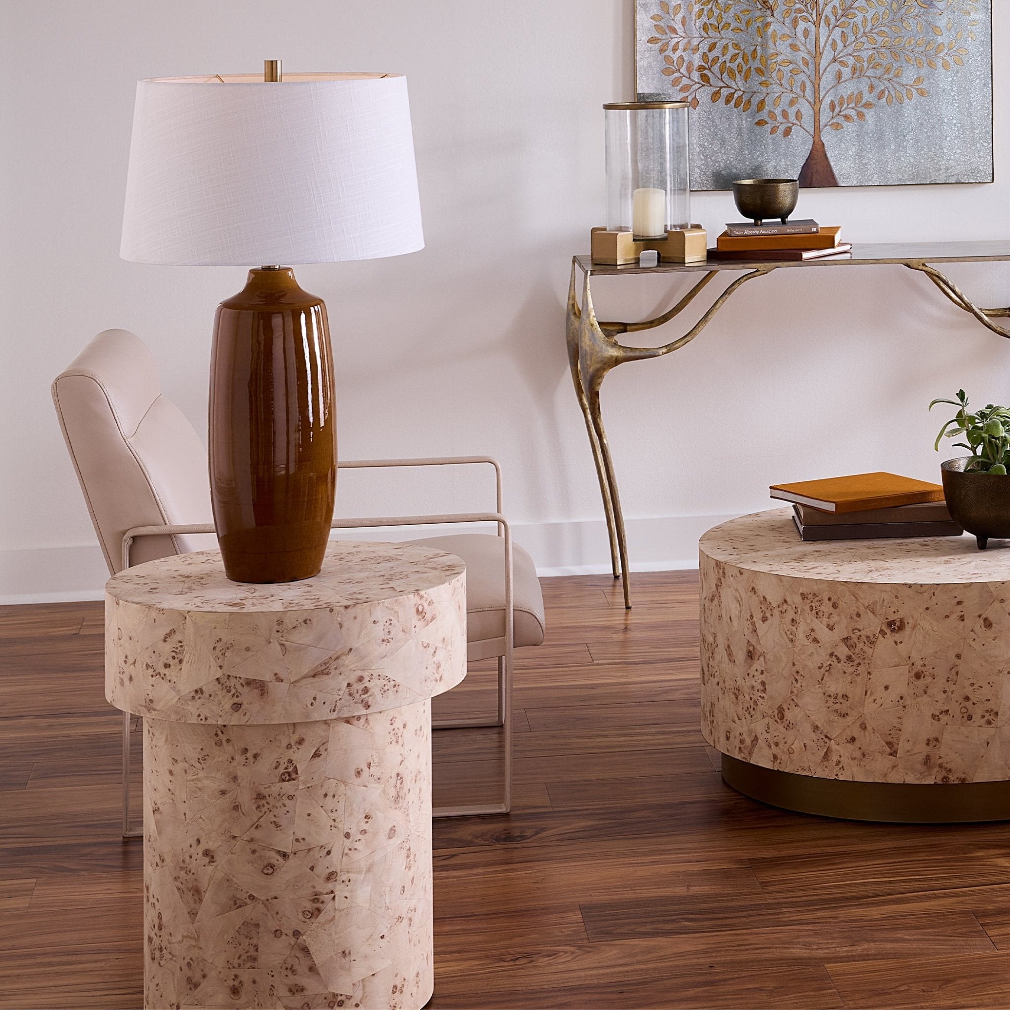 Tondo Burl Side Table - Wisteria