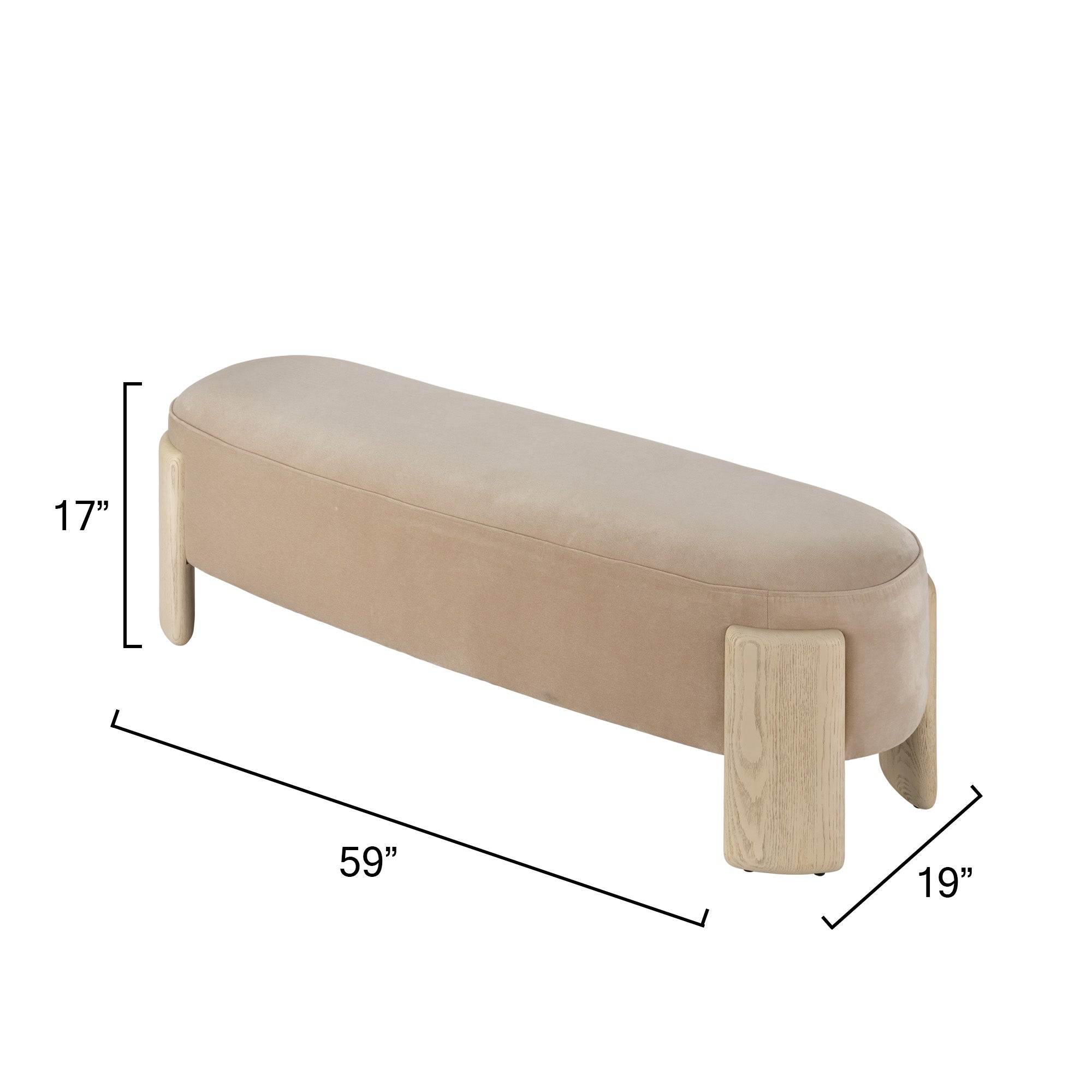 Marlowe Velvet Oak Bench