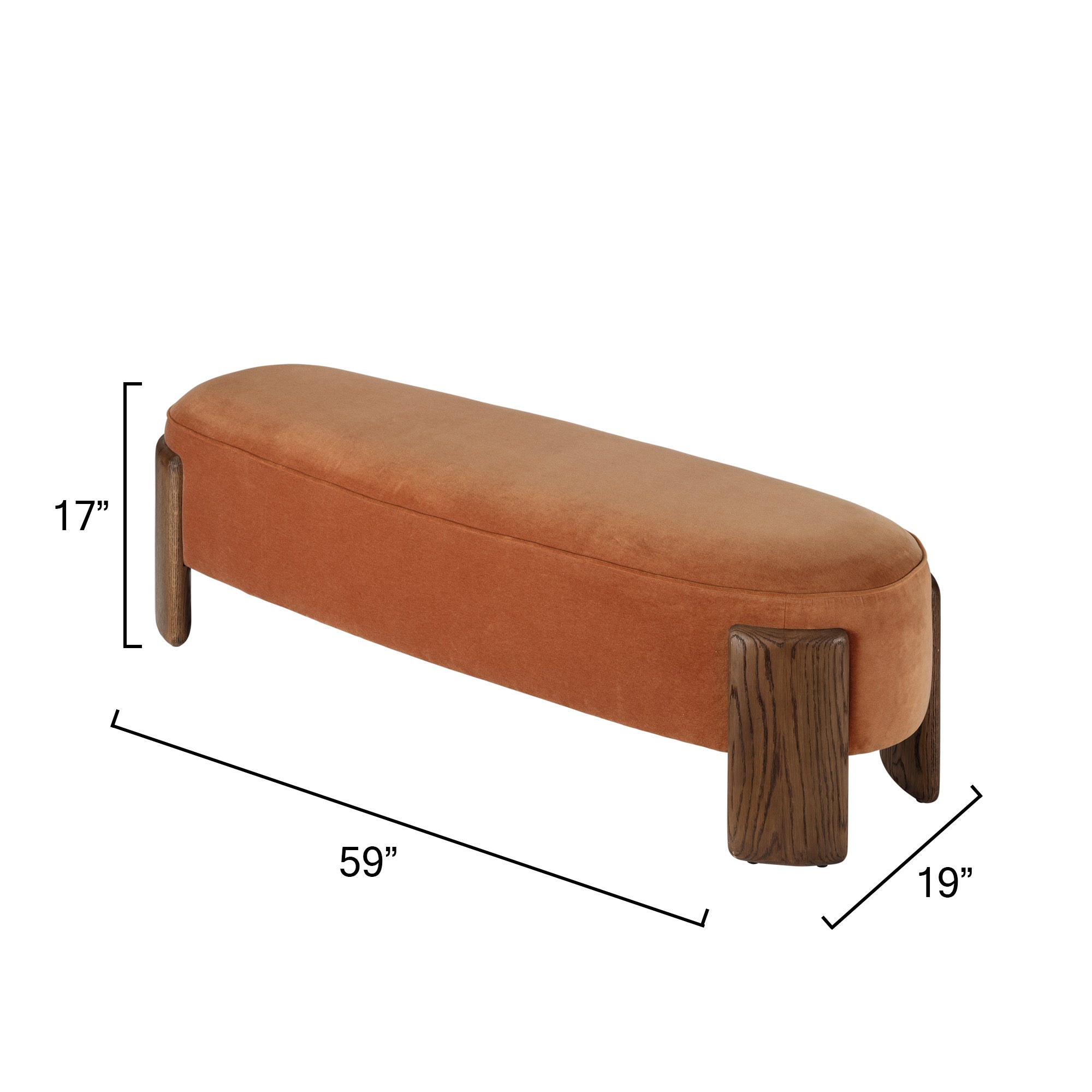 Marlowe Velvet Oak Bench